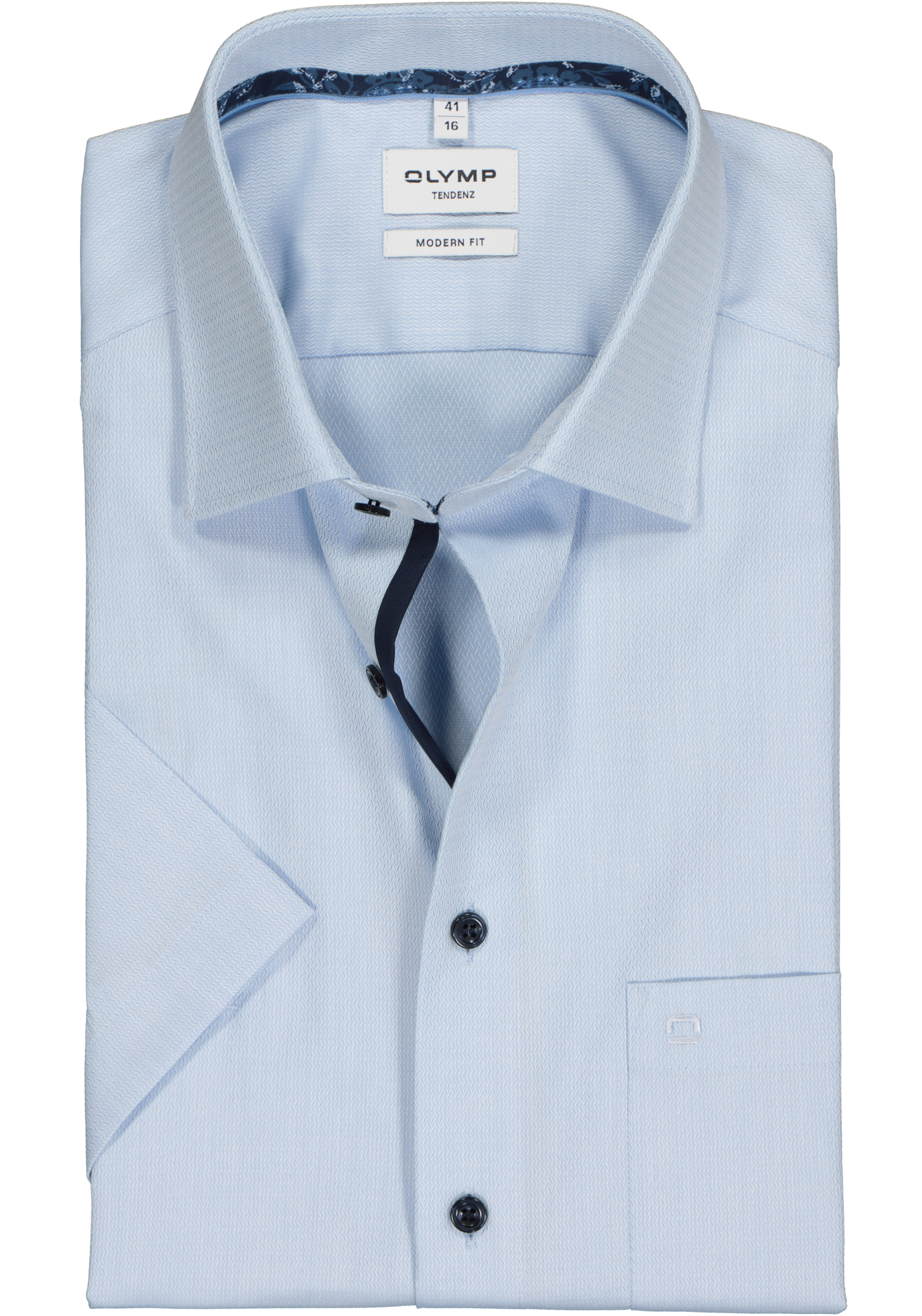 OLYMP modern fit overhemd, korte mouw, structuur, lichtblauw (contrast)
