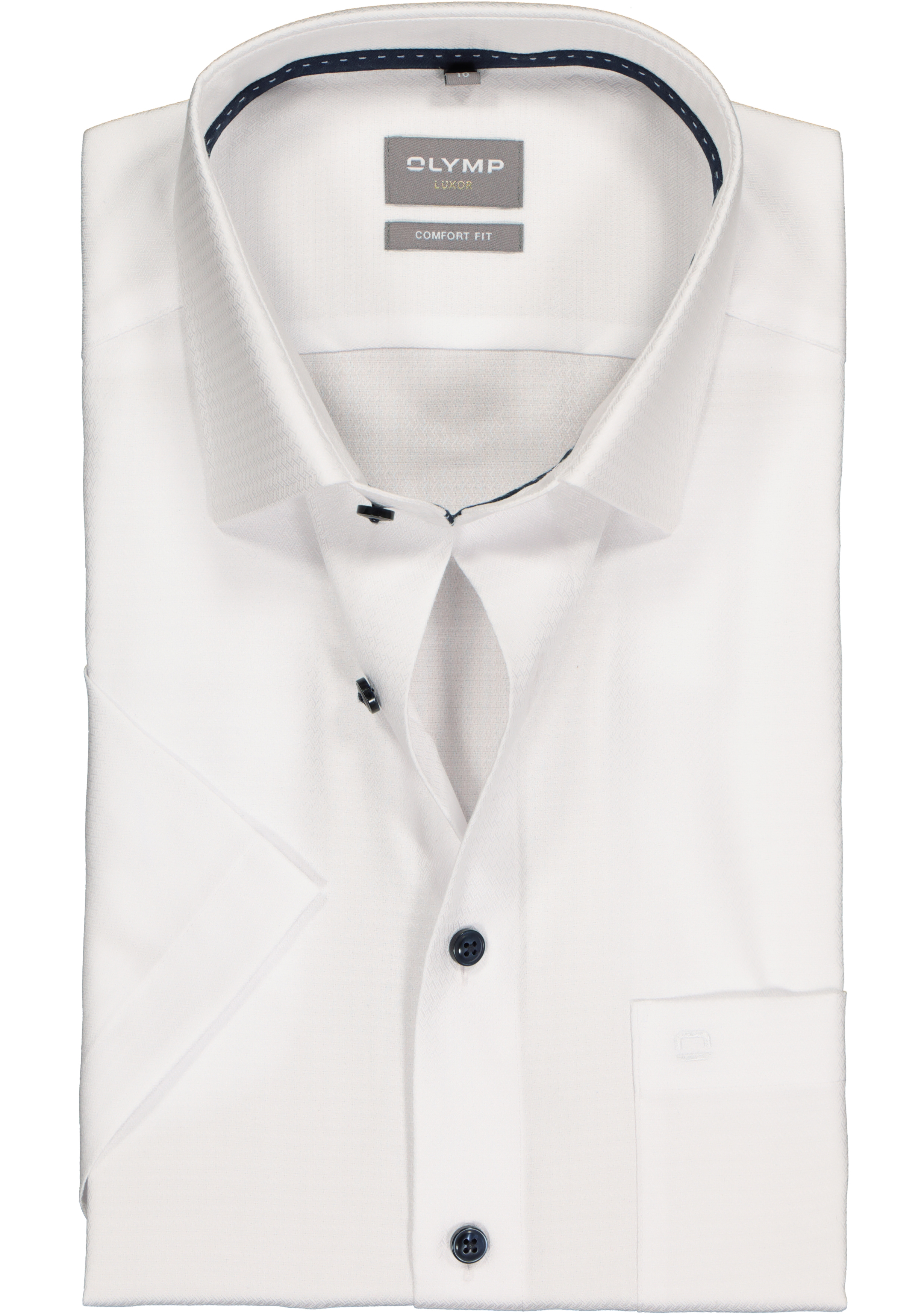 OLYMP comfort fit overhemd, korte mouw, structuur, wit (contrast)