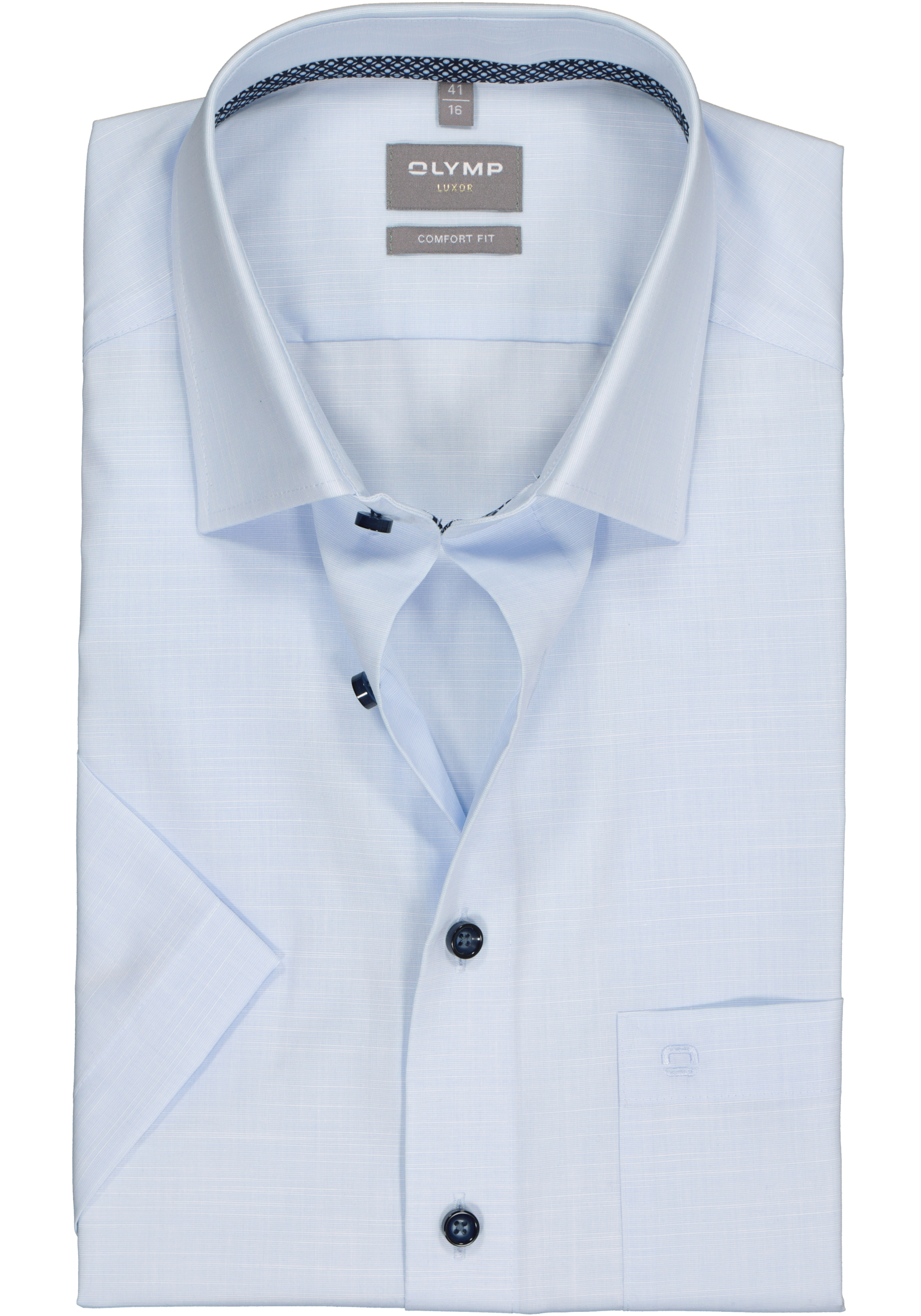 OLYMP comfort fit overhemd, korte mouw, structuur, lichtblauw (contrast)