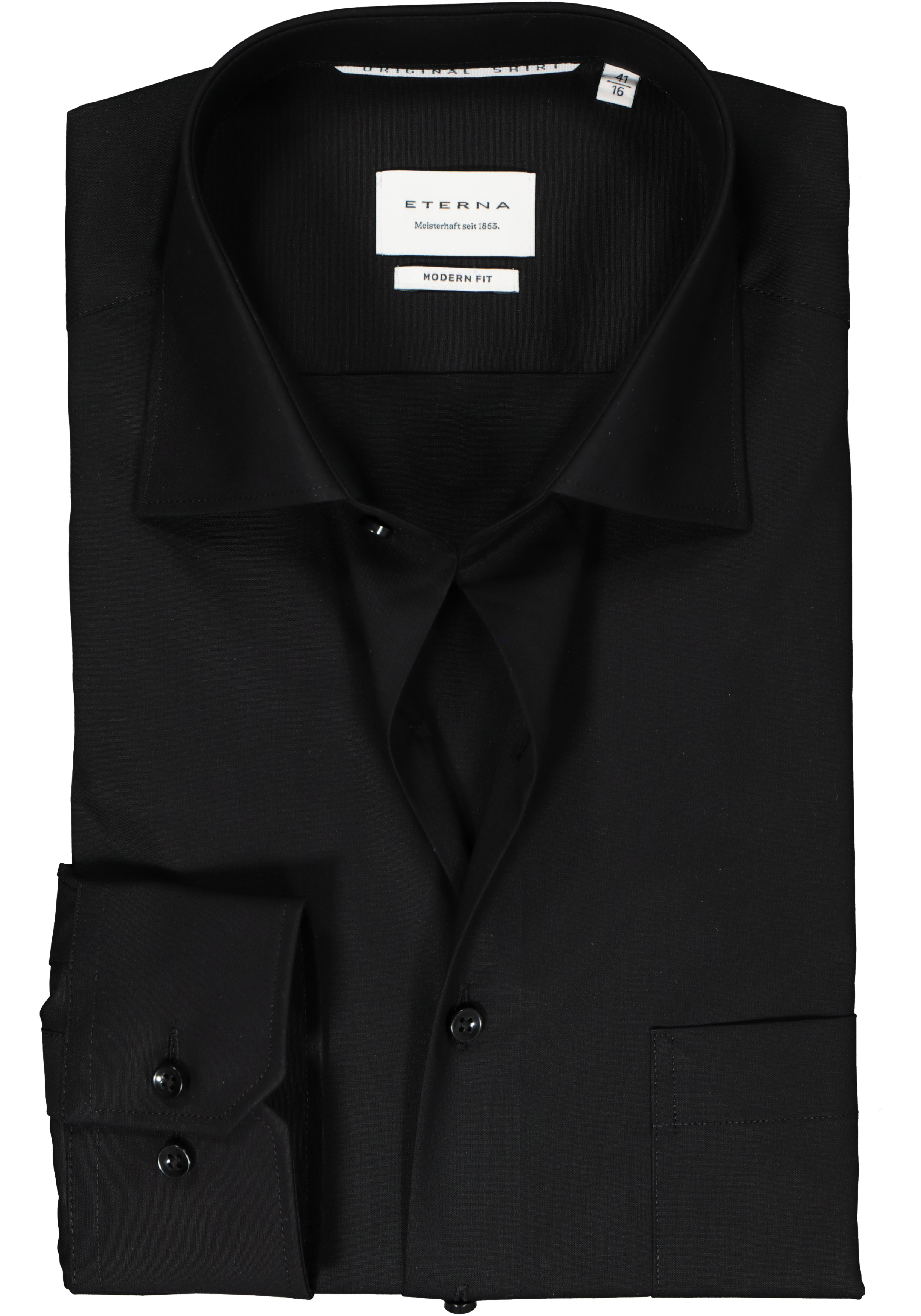 ETERNA modern fit overhemd mouwlengte 7, popeline, zwart