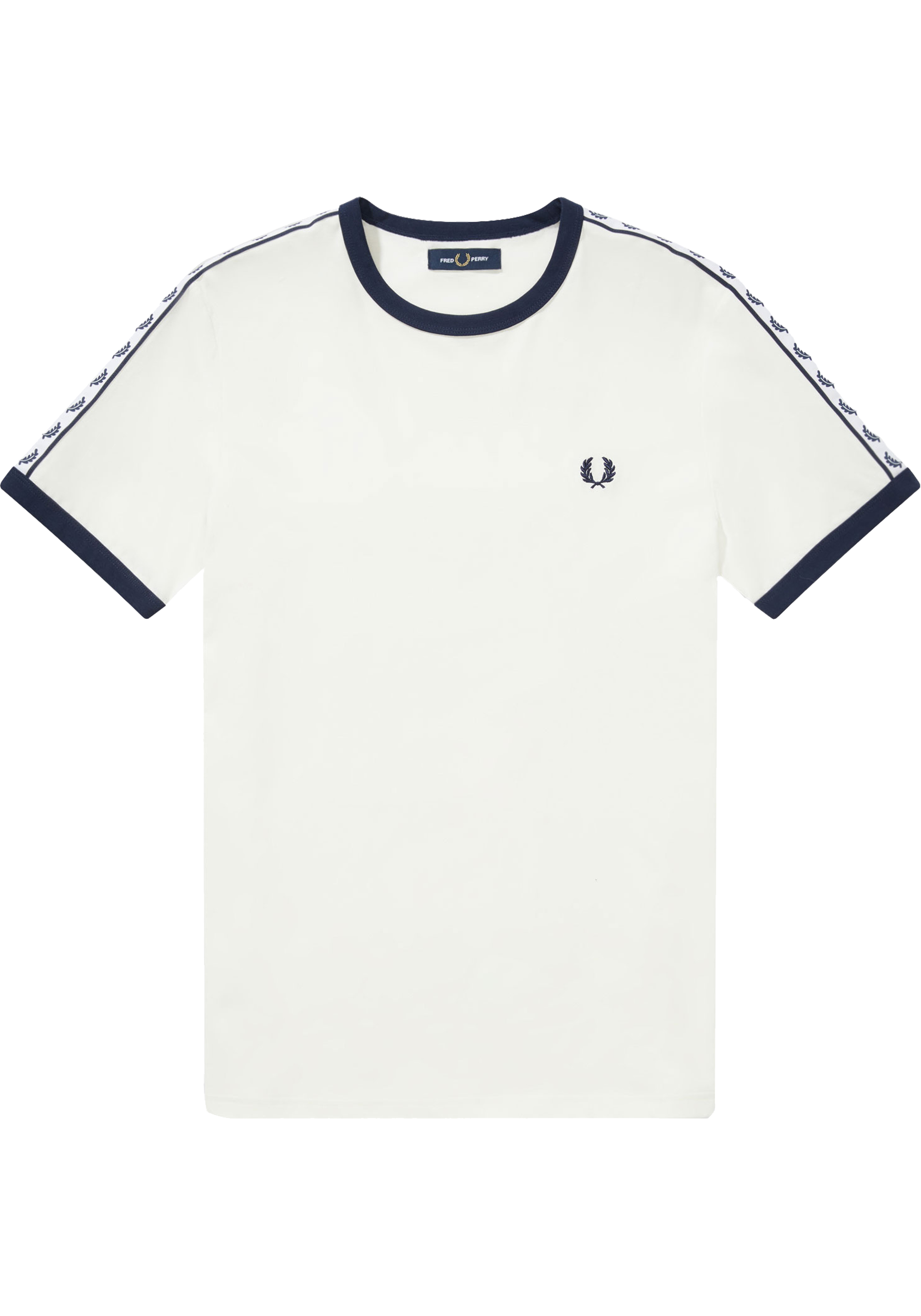 Fred Perry Taped Ringer regular fit T-shirt M6347, korte mouw O-hals, wit