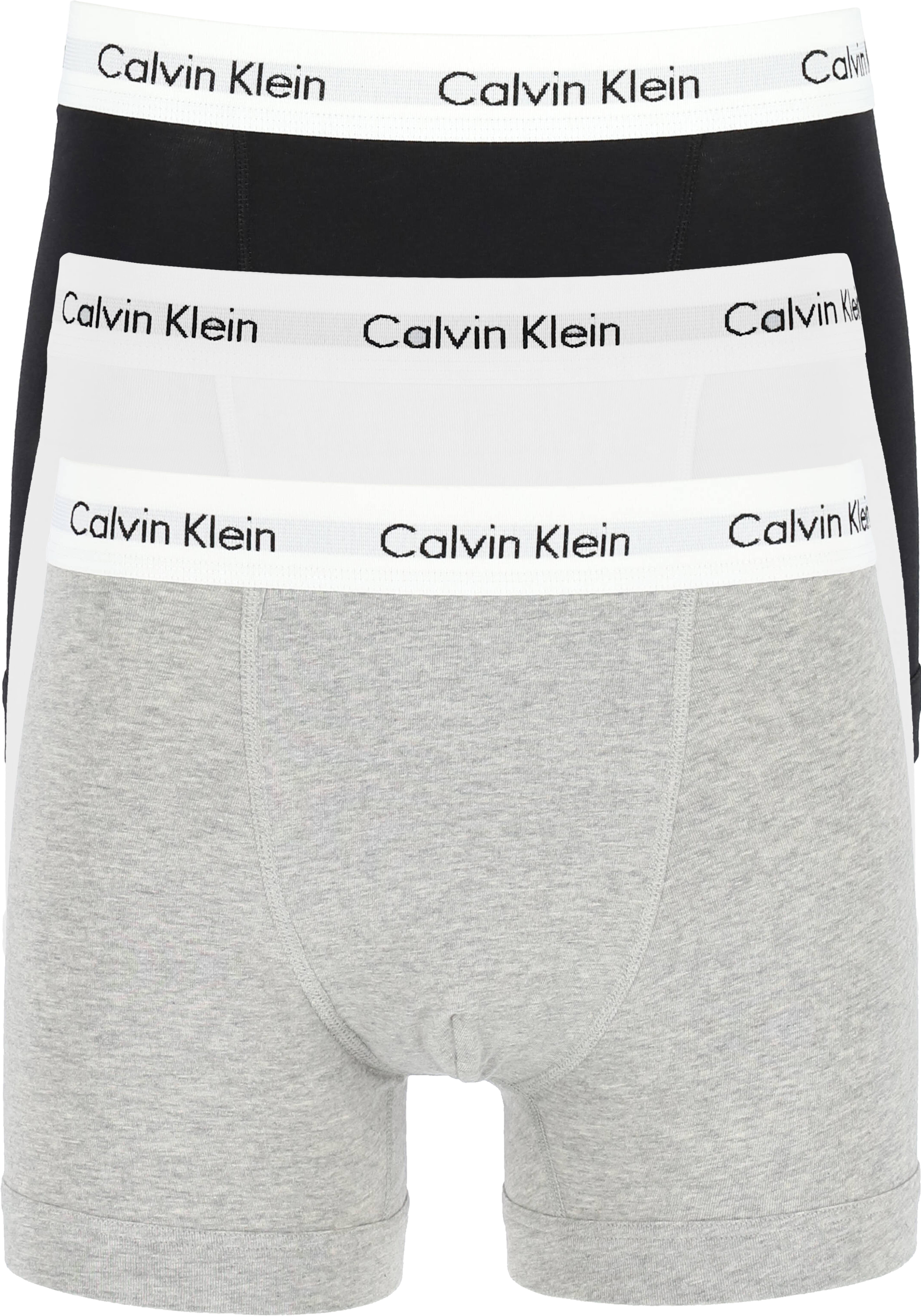 Calvin Klein trunks (3-pack), heren boxers normale lengte, zwart, grijs en wit