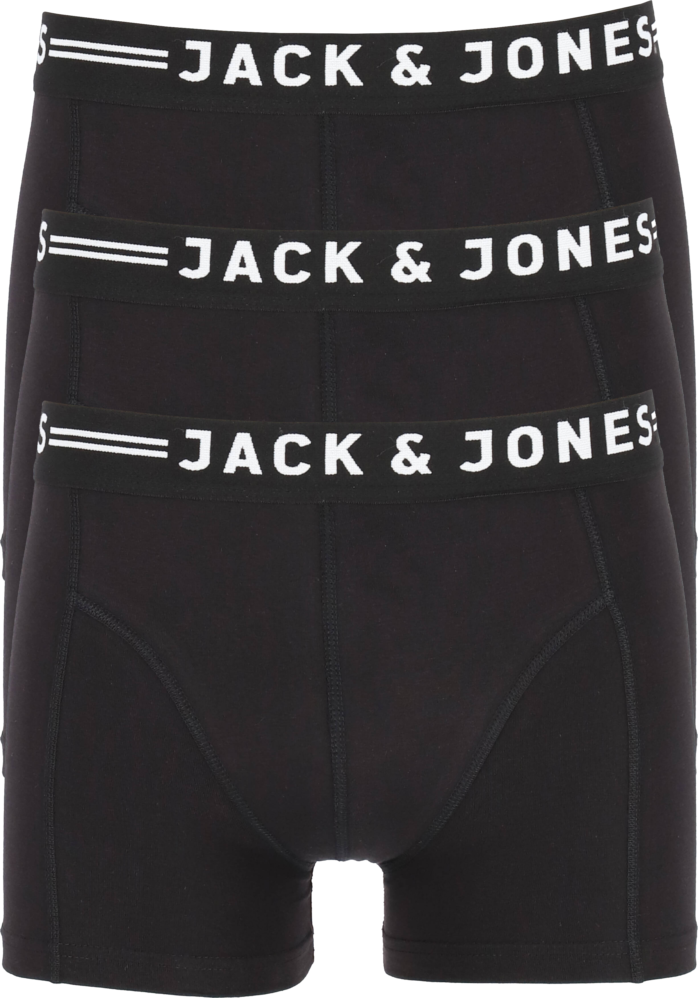 Jack & Jones heren boxers Sense trunks (3-pack), zwart met zwarte band