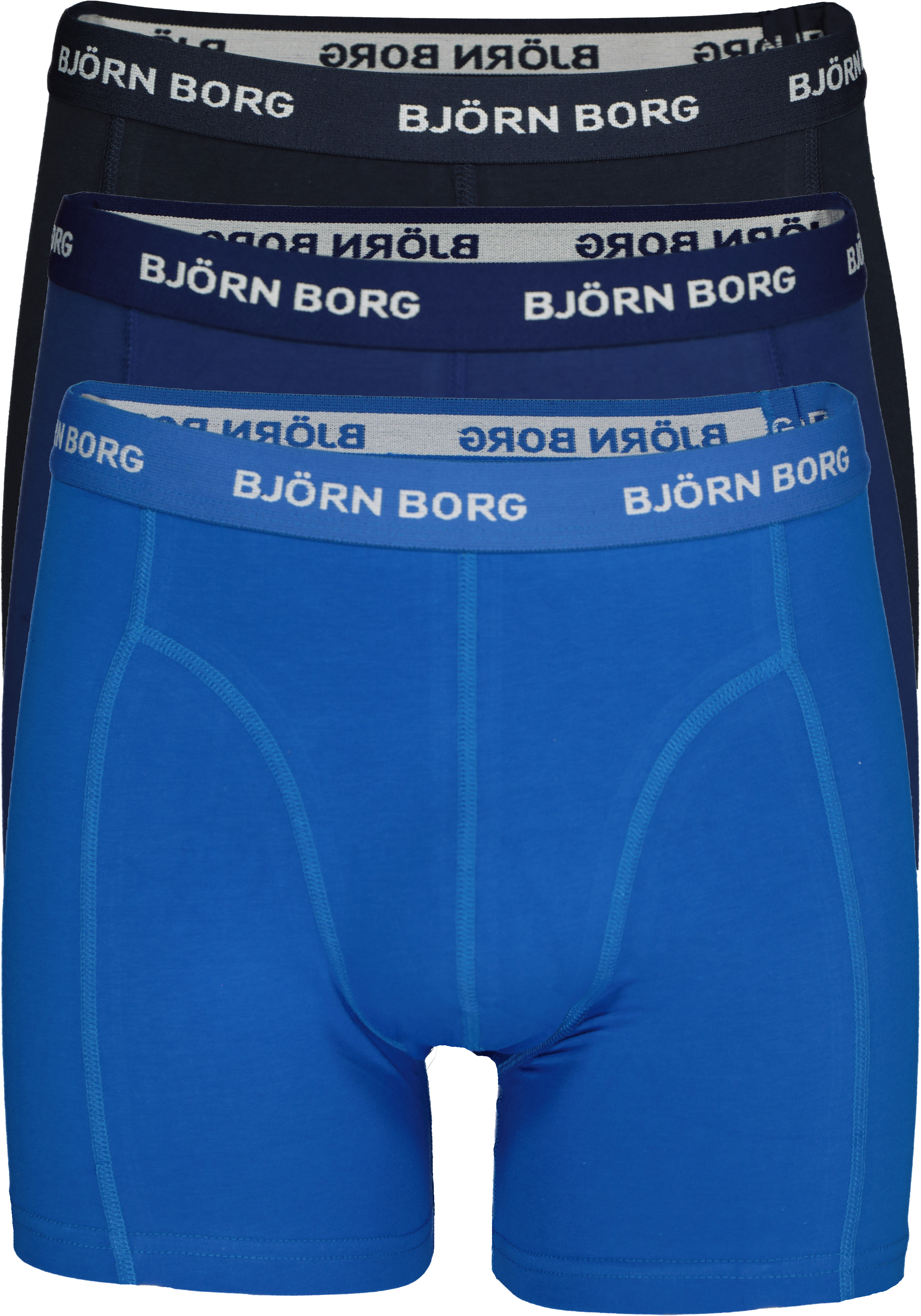 Bjorn Borg boxershorts Essential (3-pack), heren boxers normale lengte, drie tinten blauw
