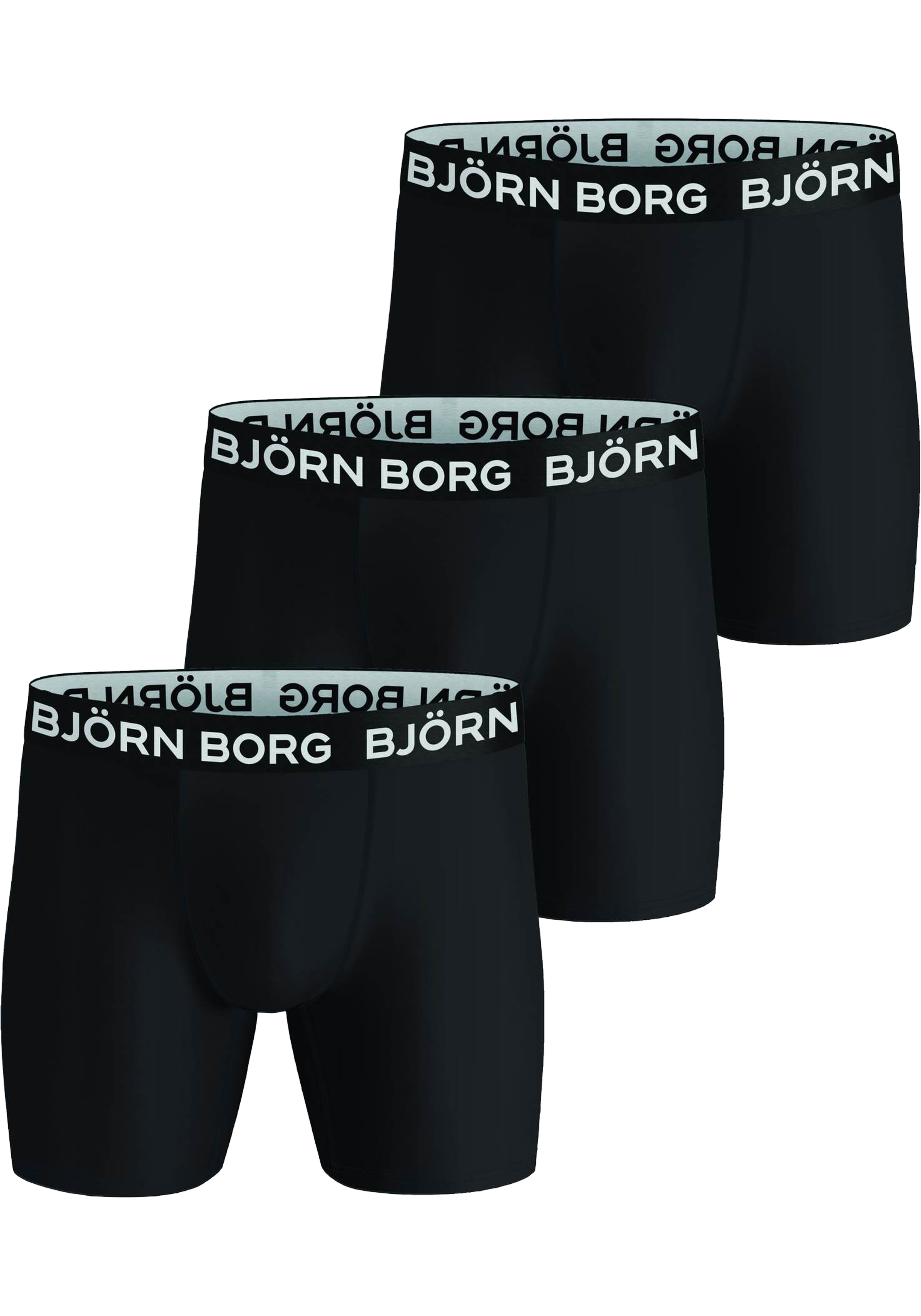 Bjorn Borg Performance boxers, microfiber heren boxers lange pijpen (3-pack), zwart
