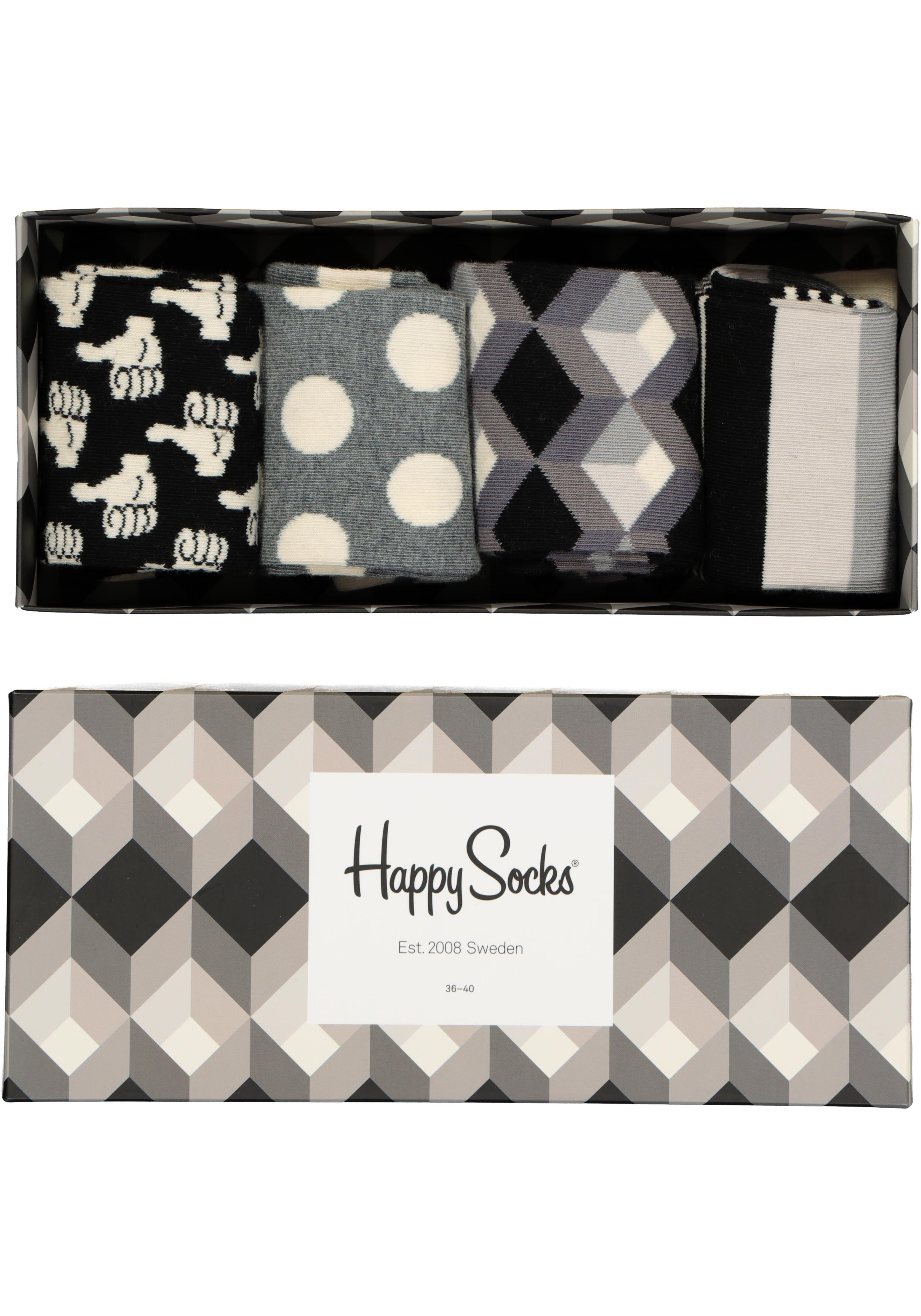 Happy Socks sokken, Happy Black White Gift Box