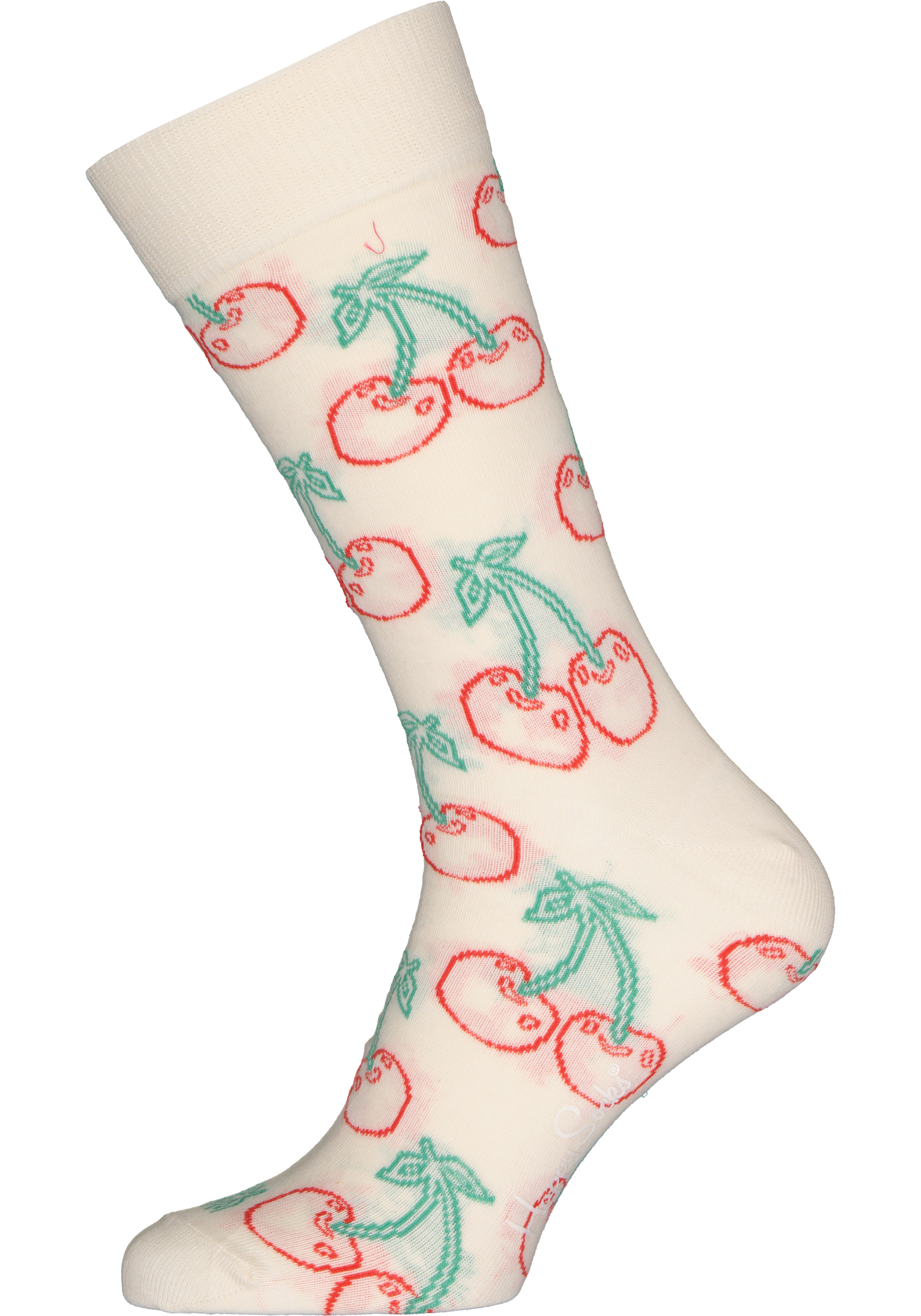 Happy Socks Cherry Sock, wit met rode kersen