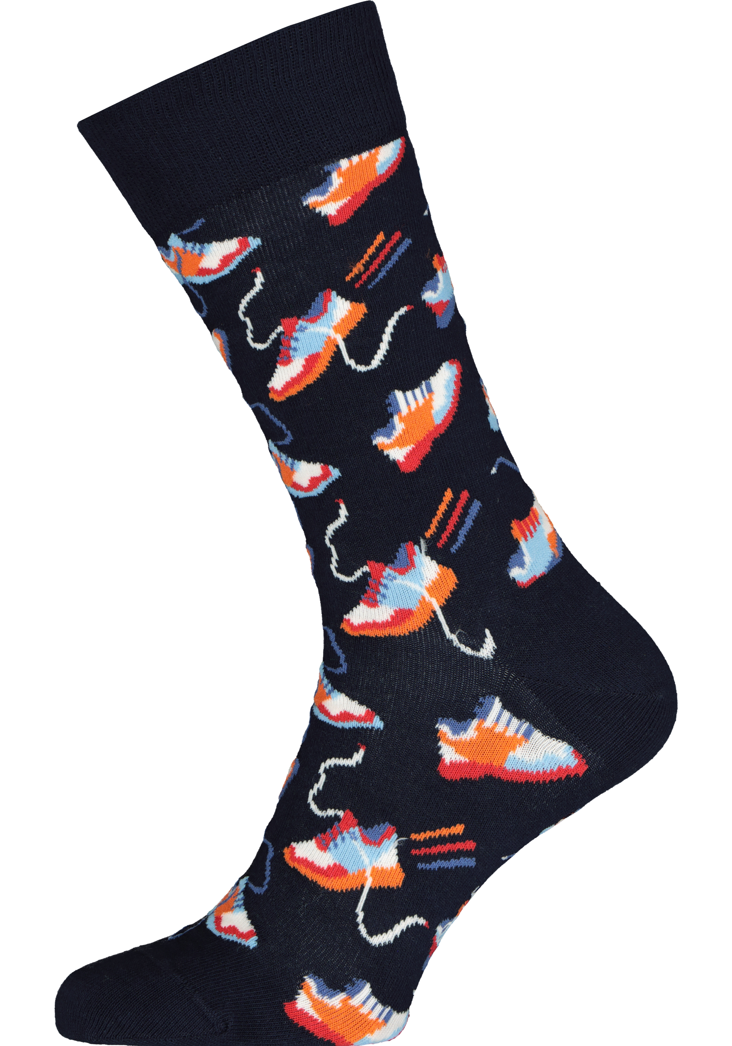 Happy Socks Run For It Sock, unisex sokken, blauw met sneakers