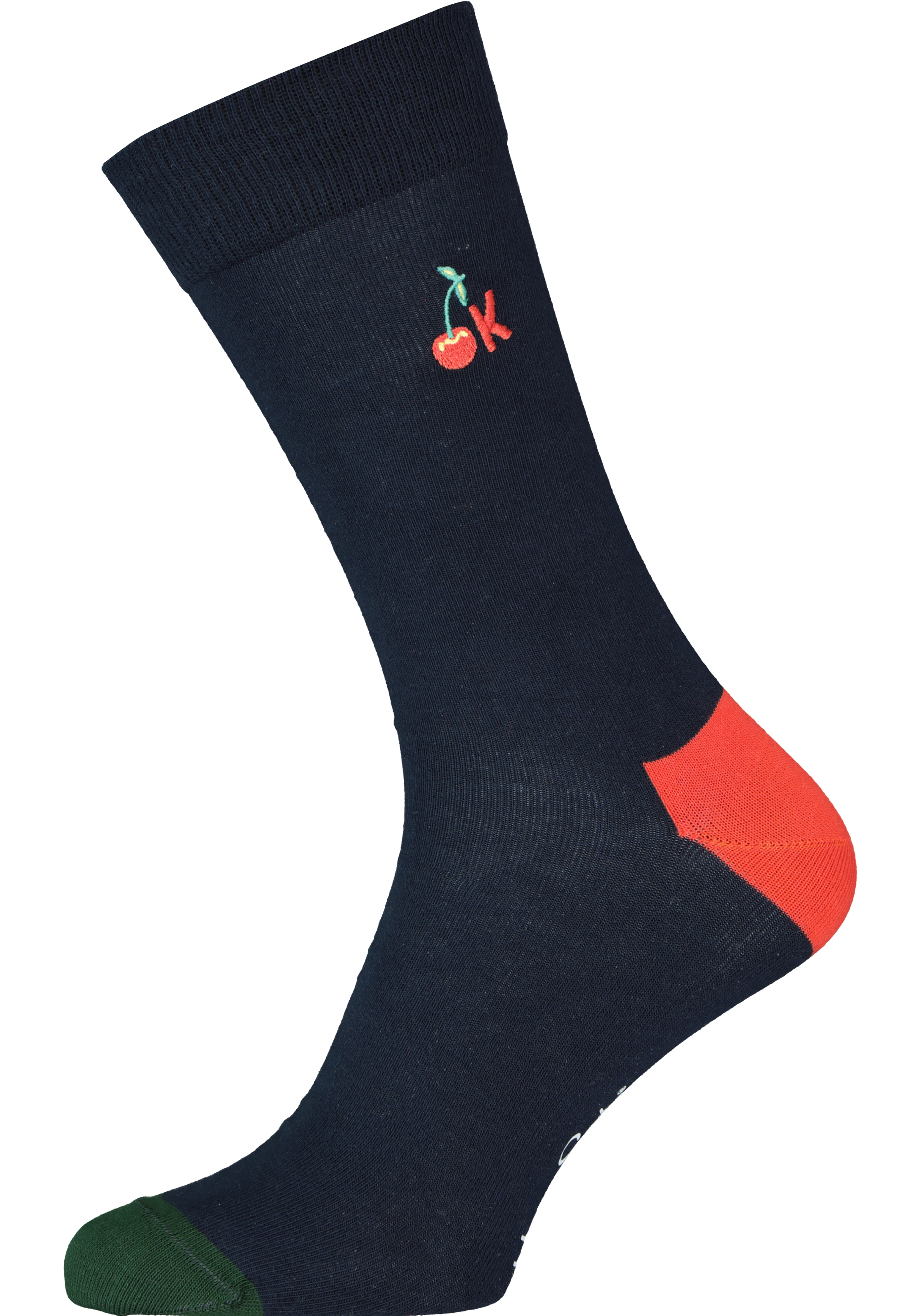Happy Socks Embroidery Ok Sock, unisex sokken, blauw met rood is Ok