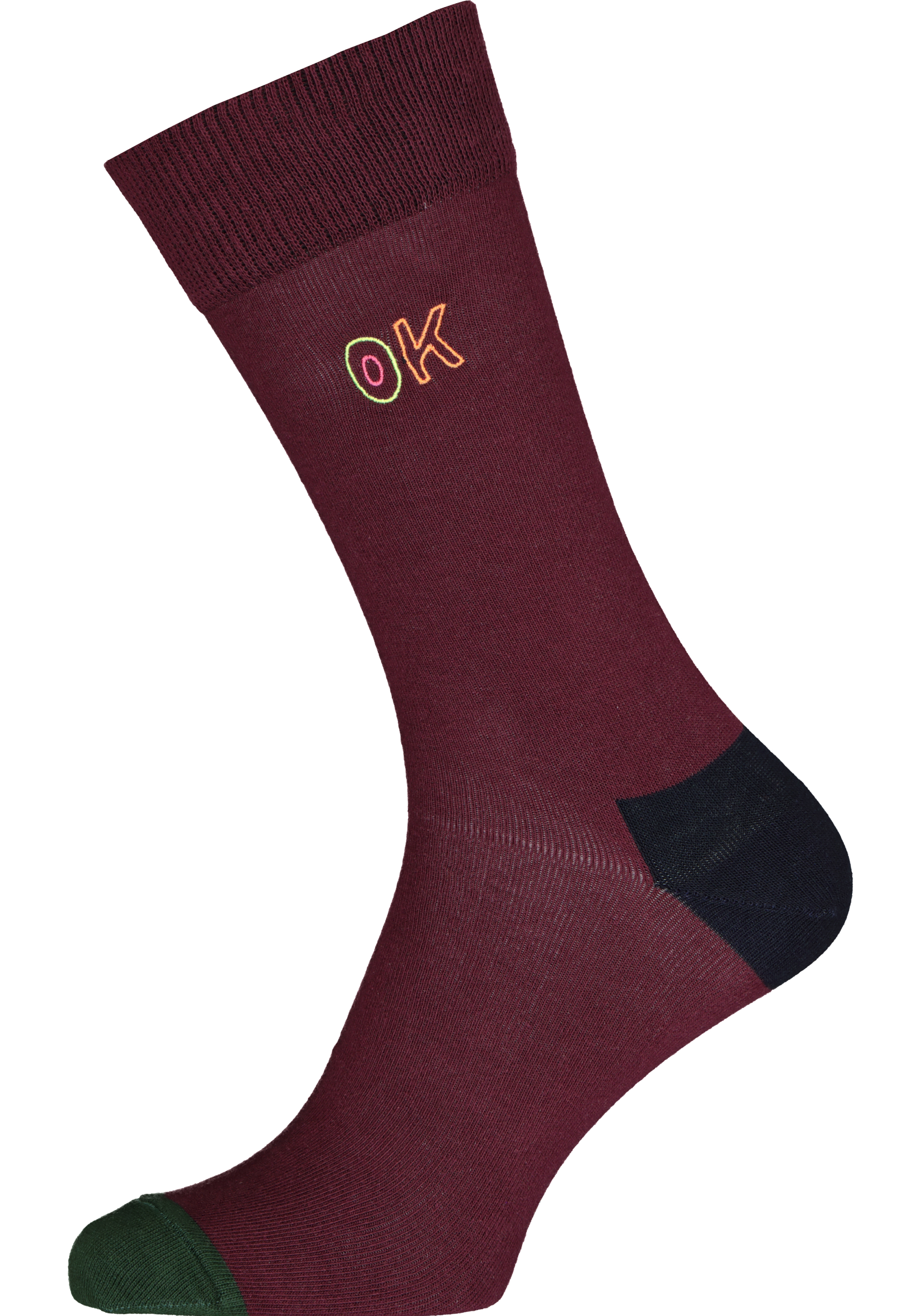 Happy Socks Embroidery Ok Sock, unisex sokken, bordeaux is OK