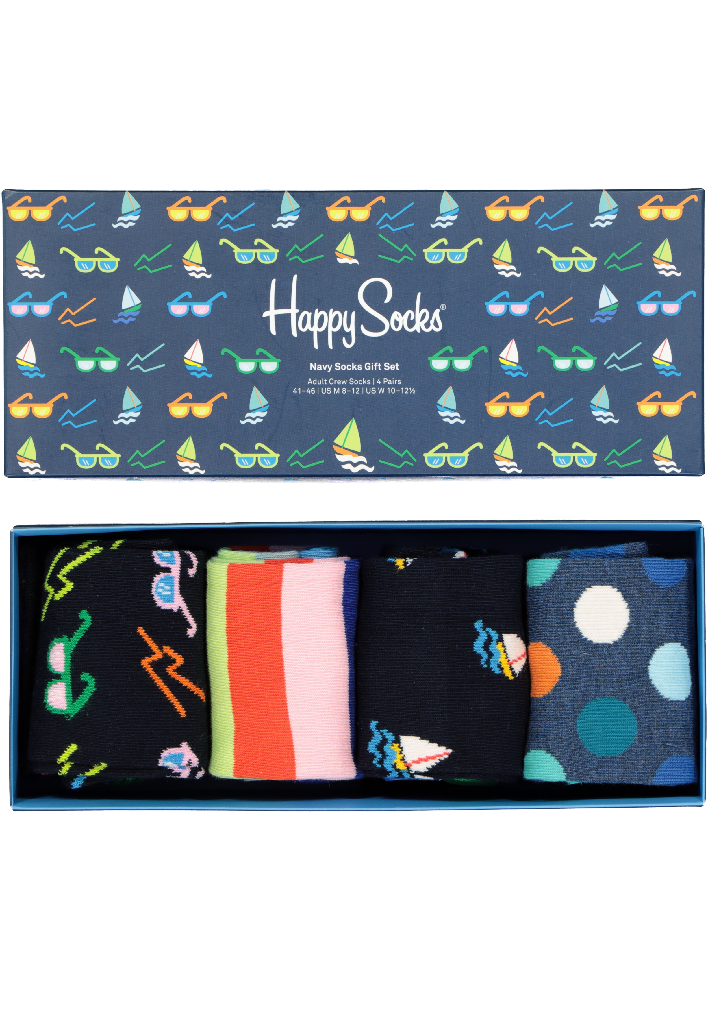 Happy Socks Navy Socks Gift Set (4-pack), blauw met zon en kleur