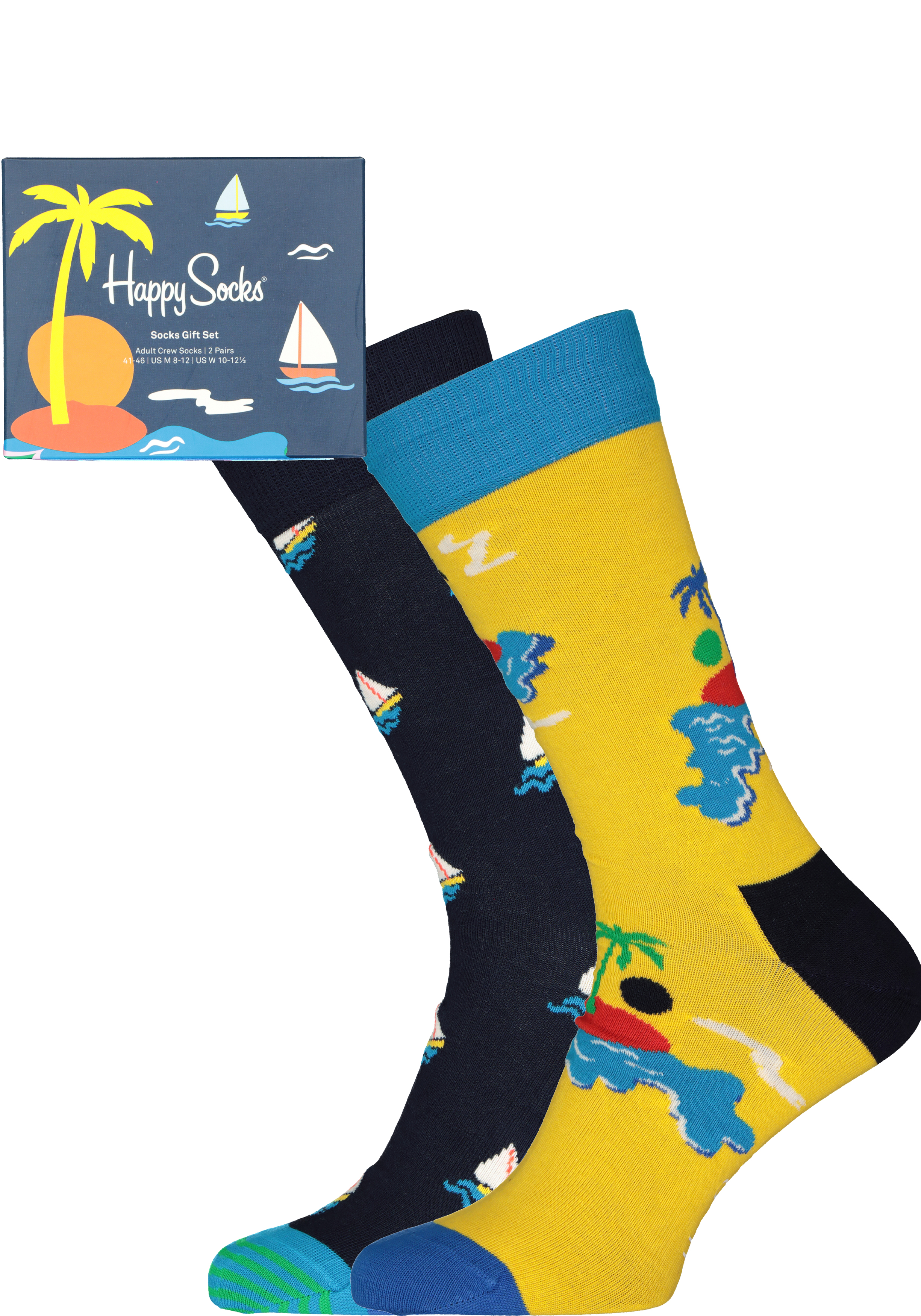 Happy Socks Sail Away Gift Set (2-pack), blauw vakantiegevoel