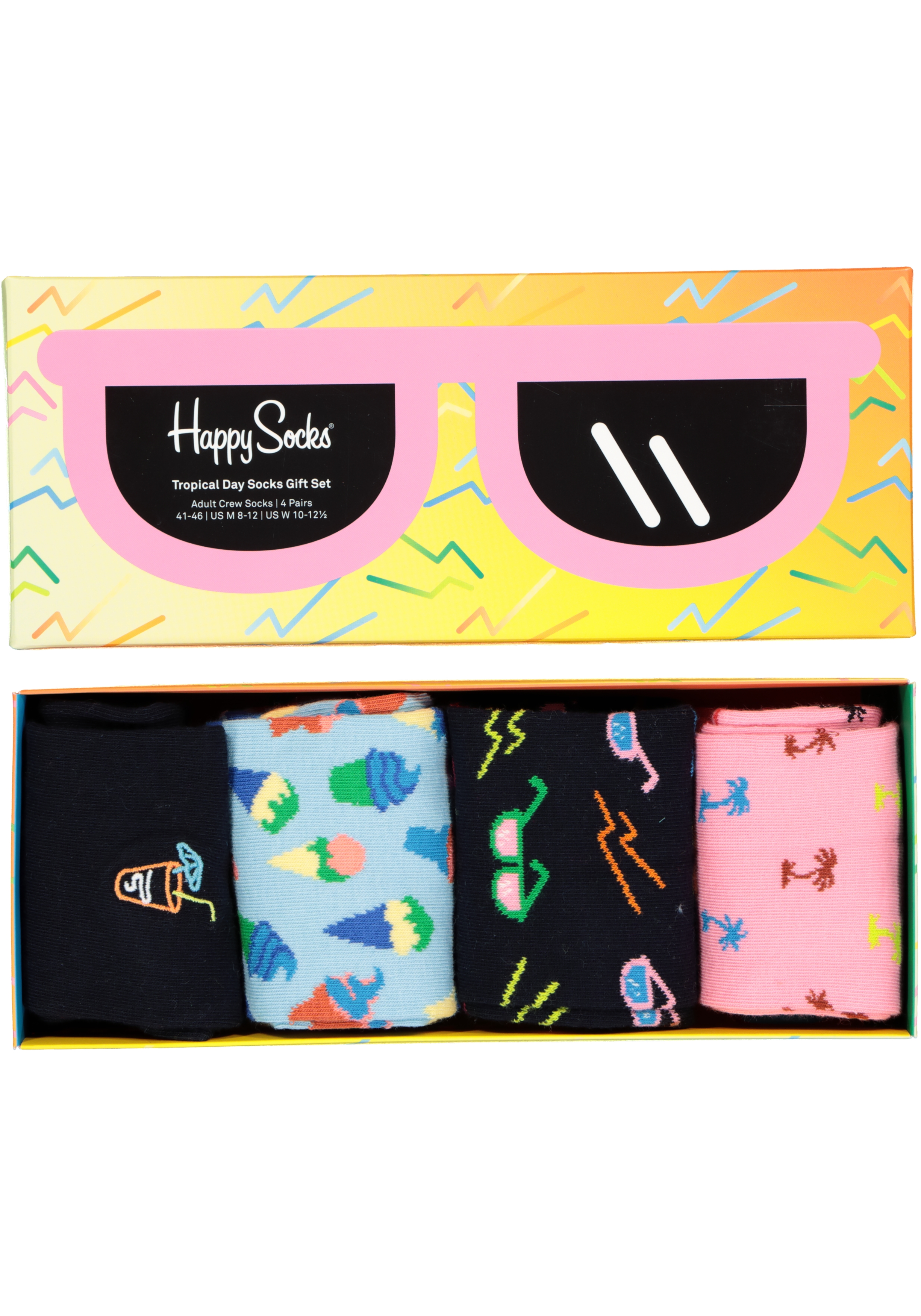 Happy Socks Tropical Day Socks Gift Set (4-pack), kleurige tropische voetenpret
