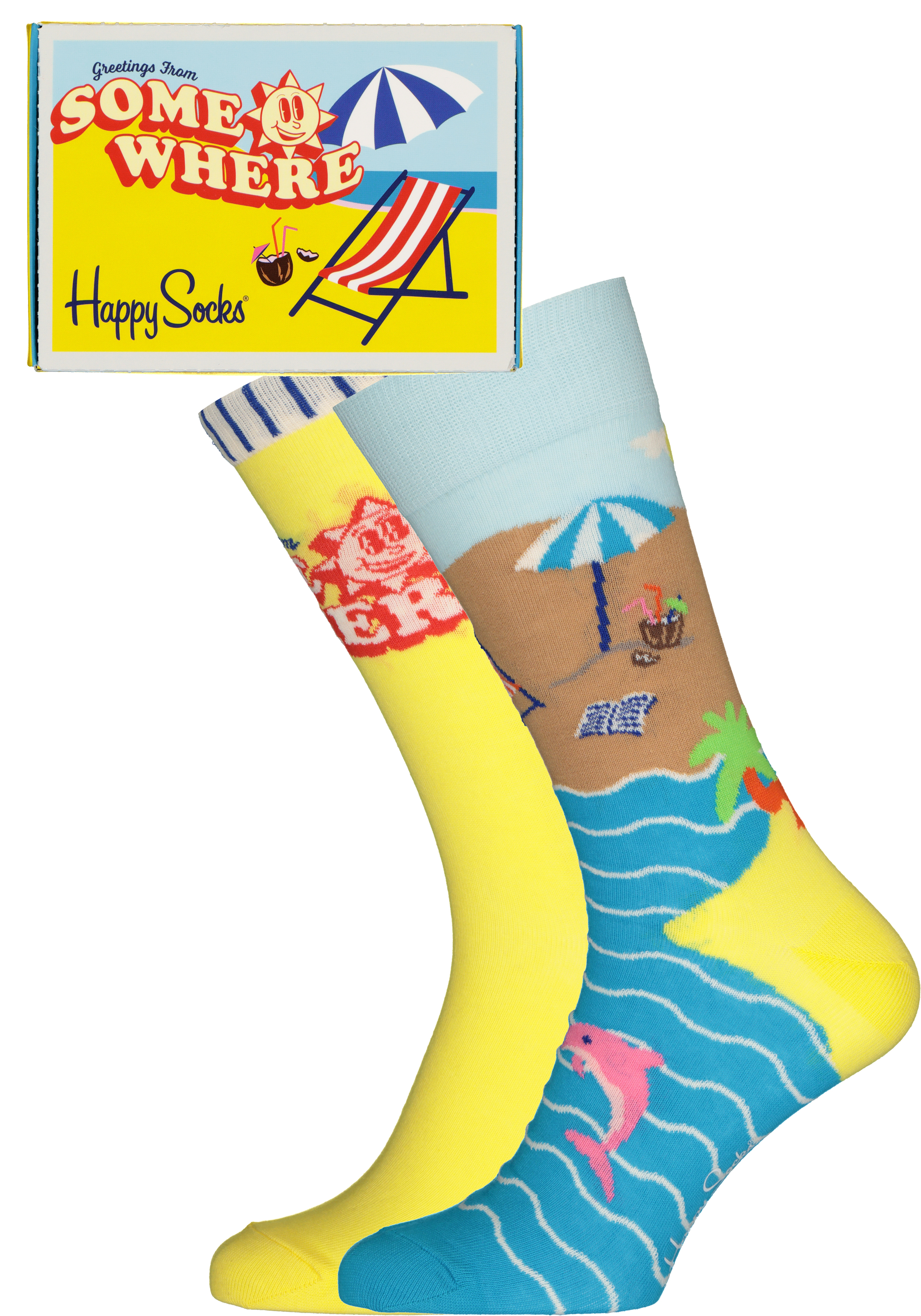 Happy Socks Wish You Were Here Socks Gift Set (2-pack), unisex sokken in cadeauverpakking