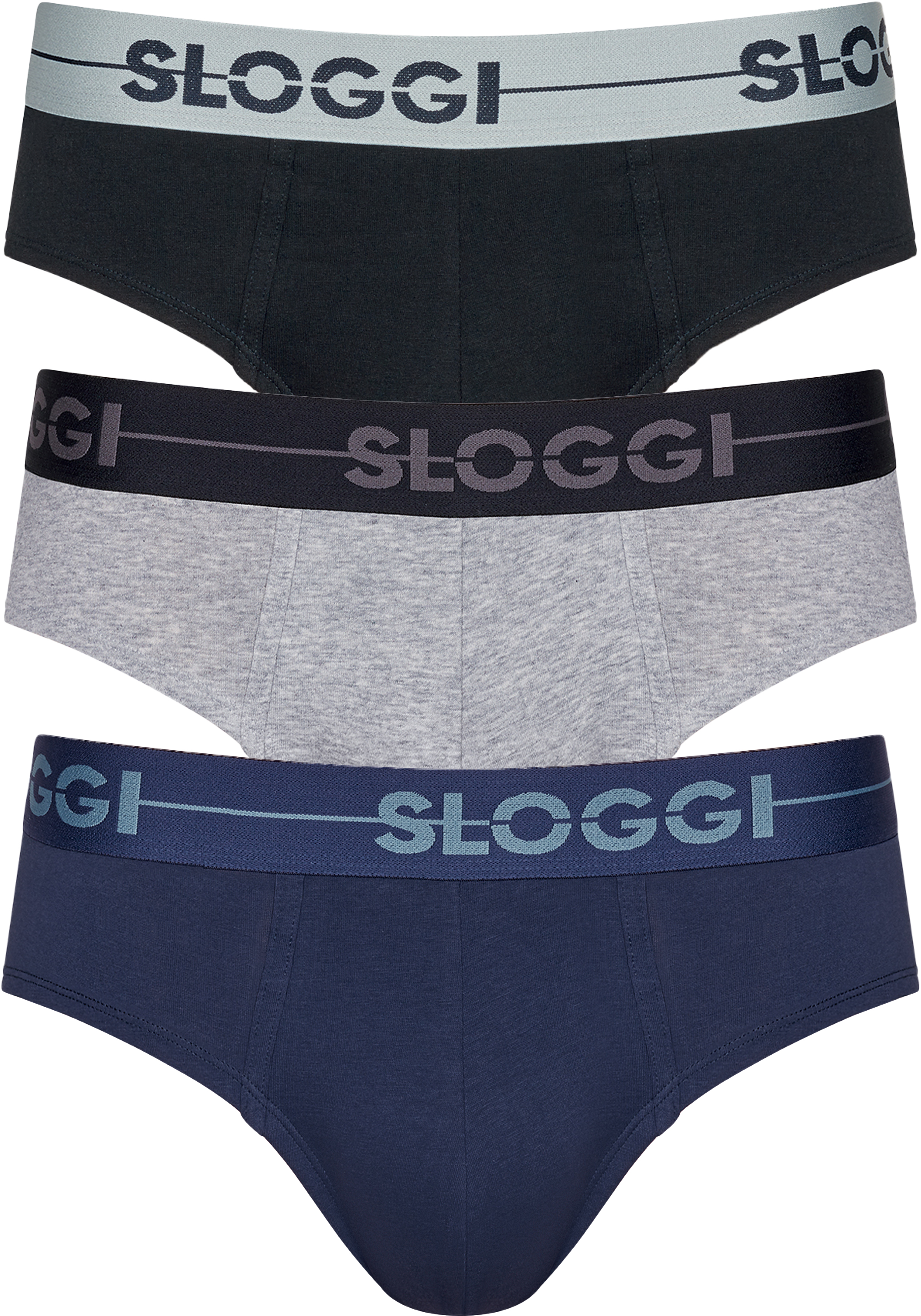 Sloggi Men GO Mini, heren slips (3-pack), zwart, blauw, grijs