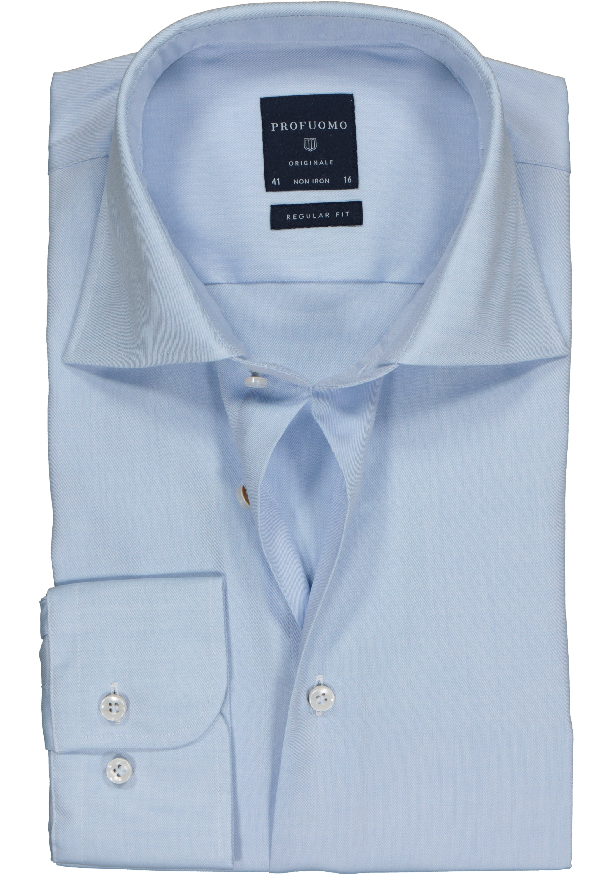 Profuomo Originale regular fit overhemd, fine twill, lichtblauw