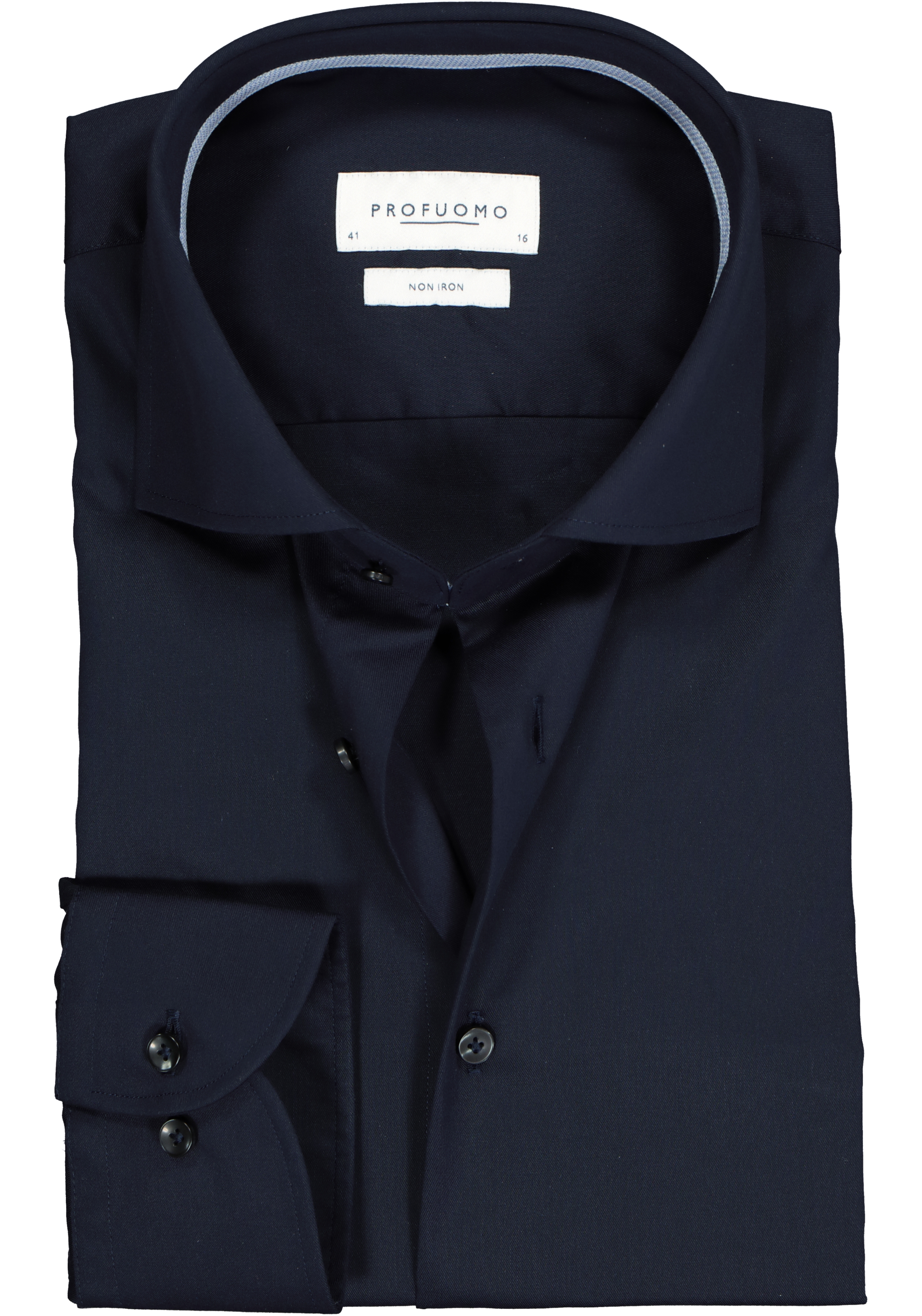 Profuomo slim fit overhemd, twill, navy blauw (contrast)