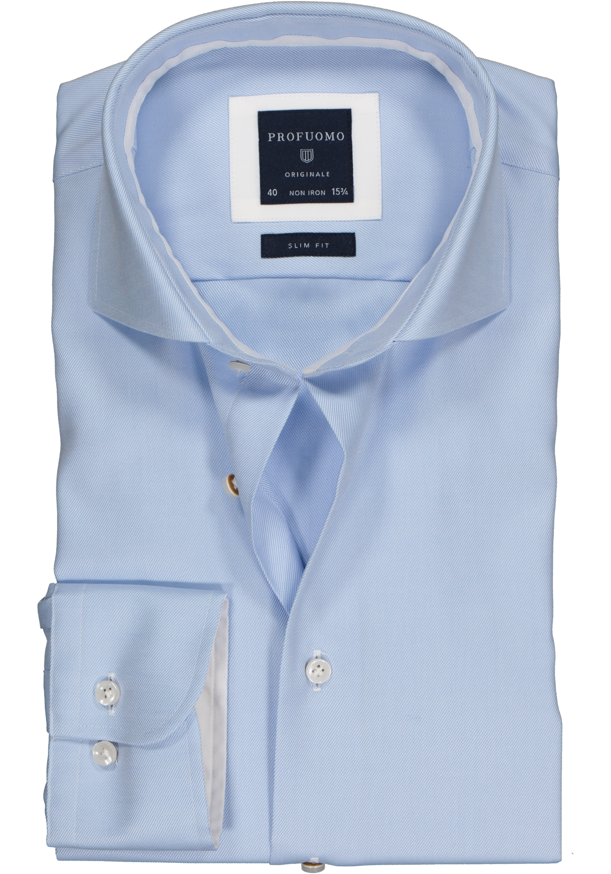 Profuomo Originale slim fit overhemd, 2-ply twill, lichtblauw (contrast) 