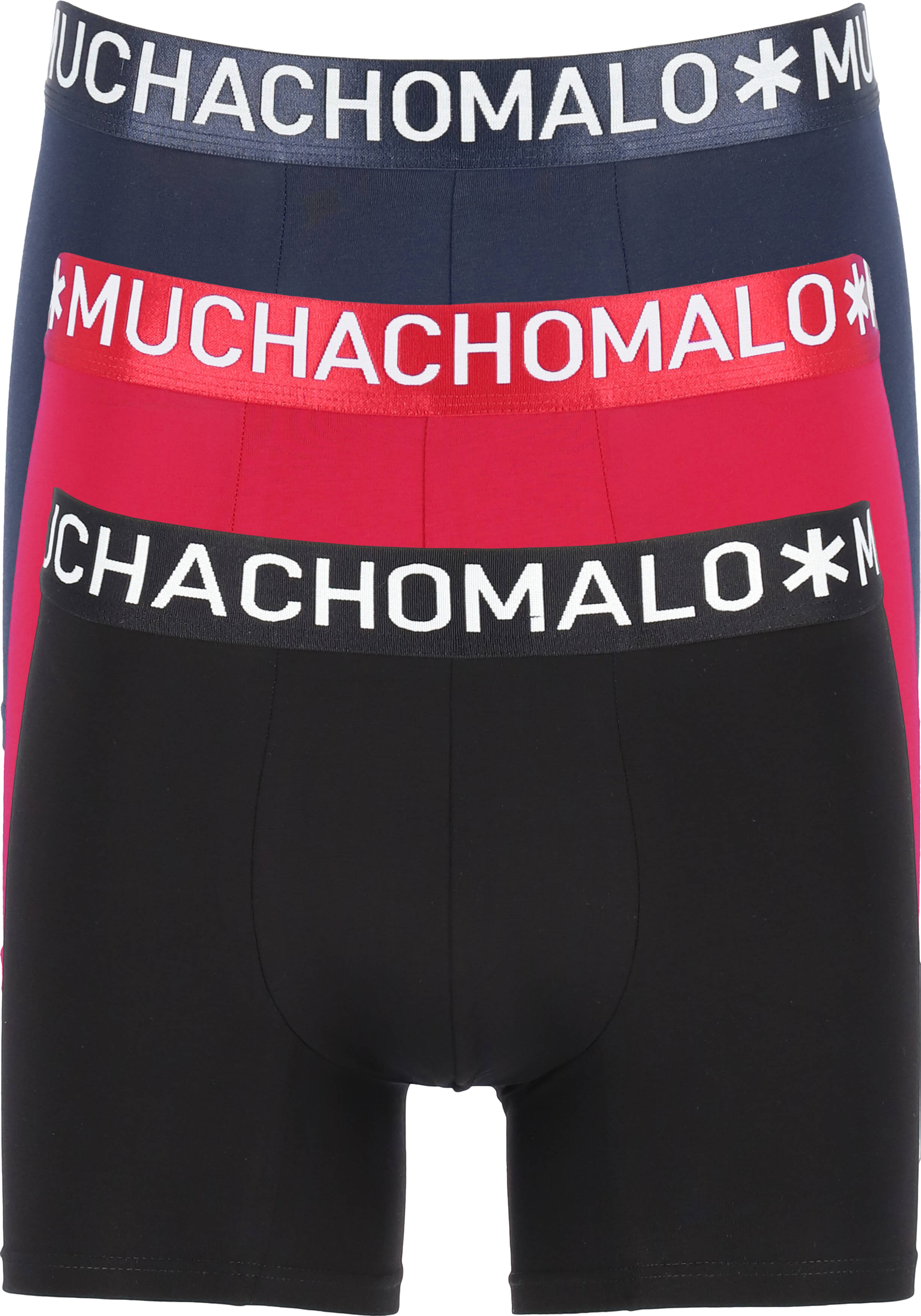 Muchachomalo Light Cotton boxershorts (3-pack), heren boxers normale lengte, blauw, rood en zwart