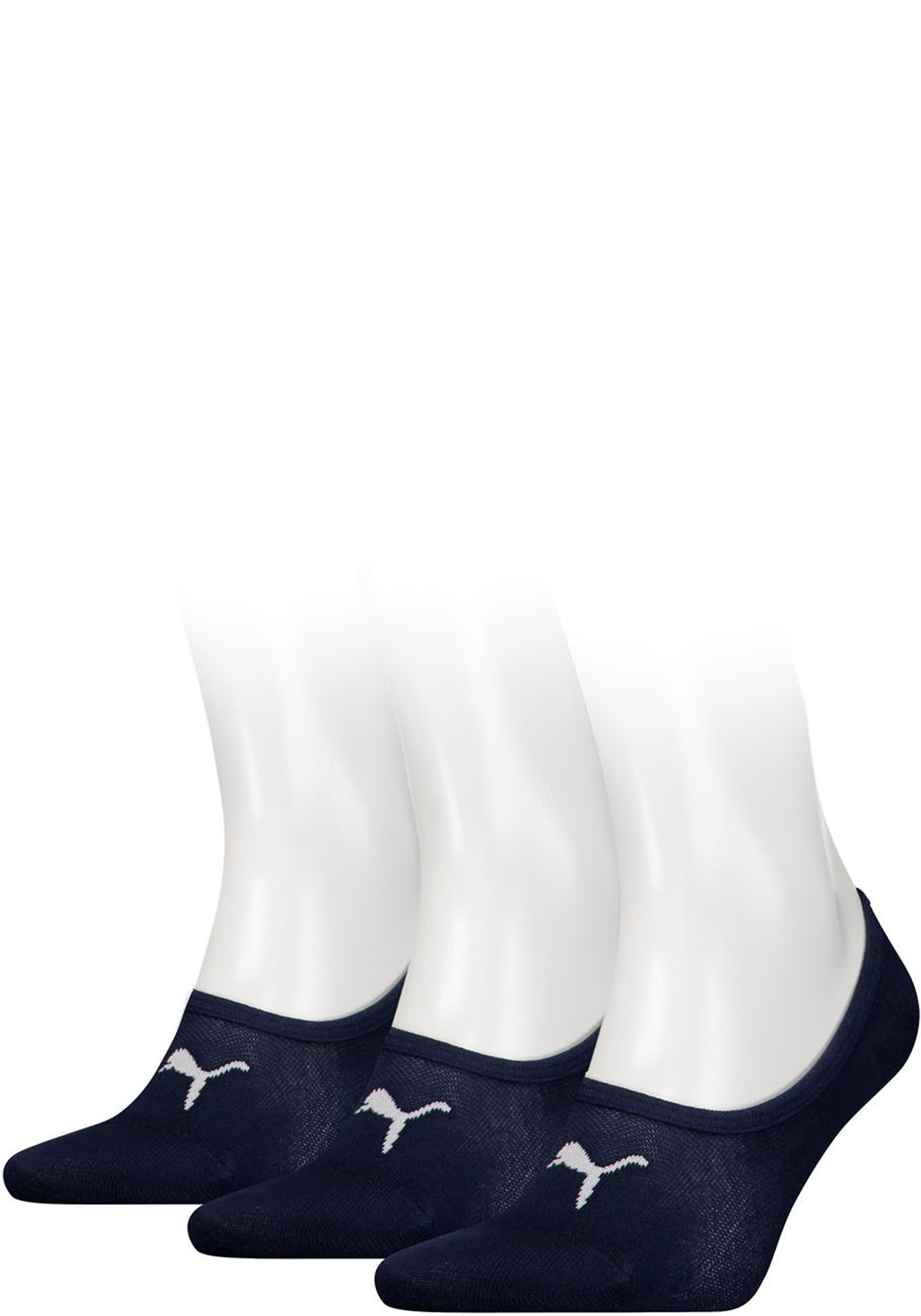 Puma Footie Unisex (3-pack), unisex onzichtbare sokken, donkerblauw