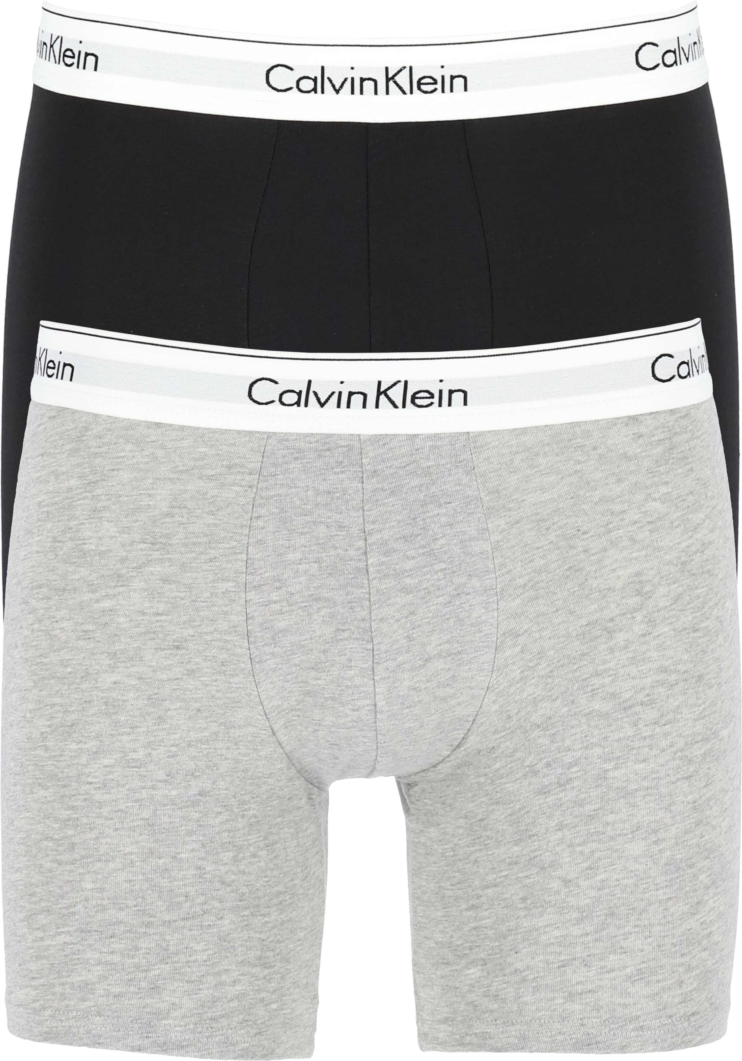 Calvin Klein Modern Cotton boxer brief (2-pack), heren boxers lang, zwart en grijs