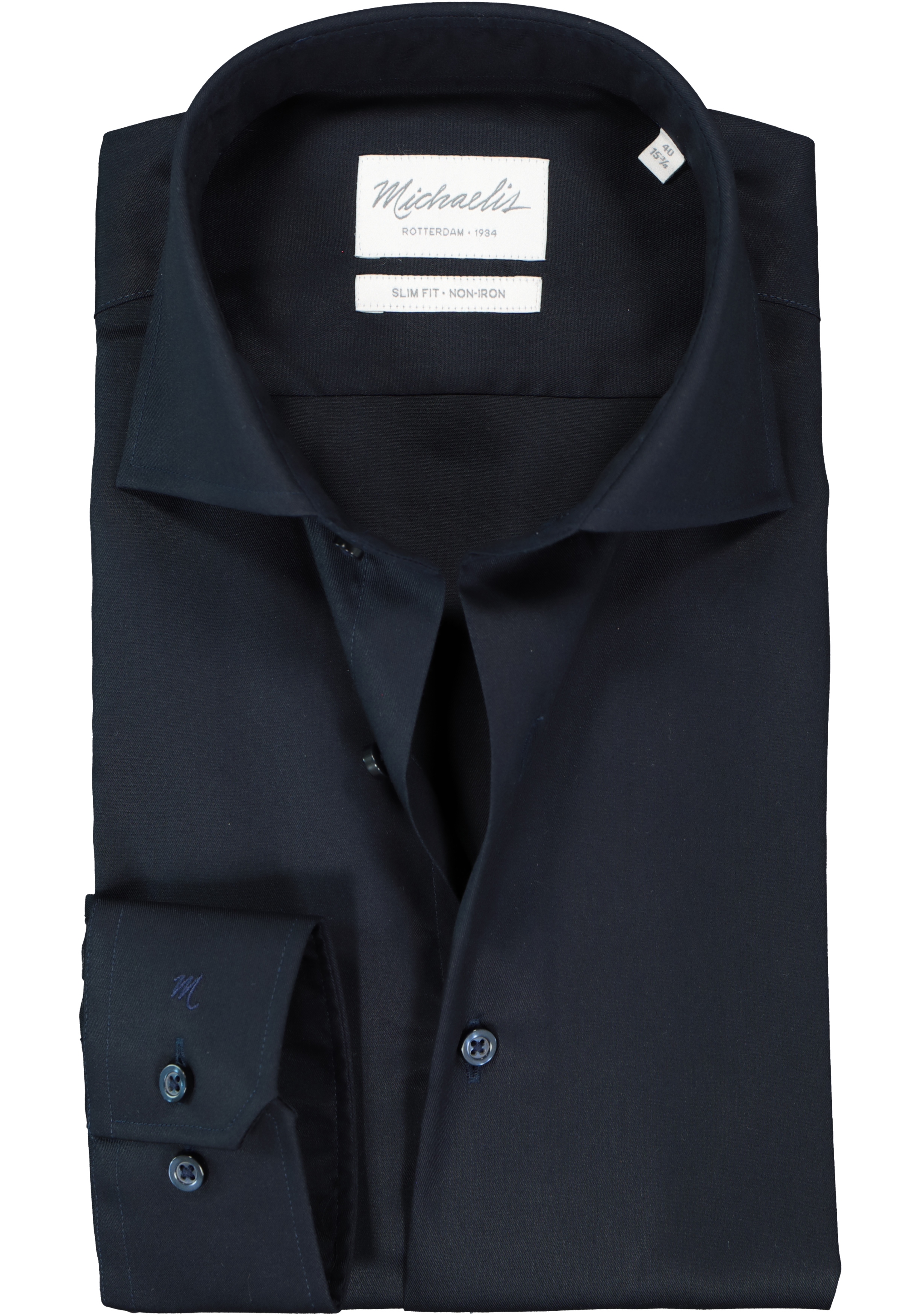Michaelis slim fit overhemd, Oxford, navy blauw