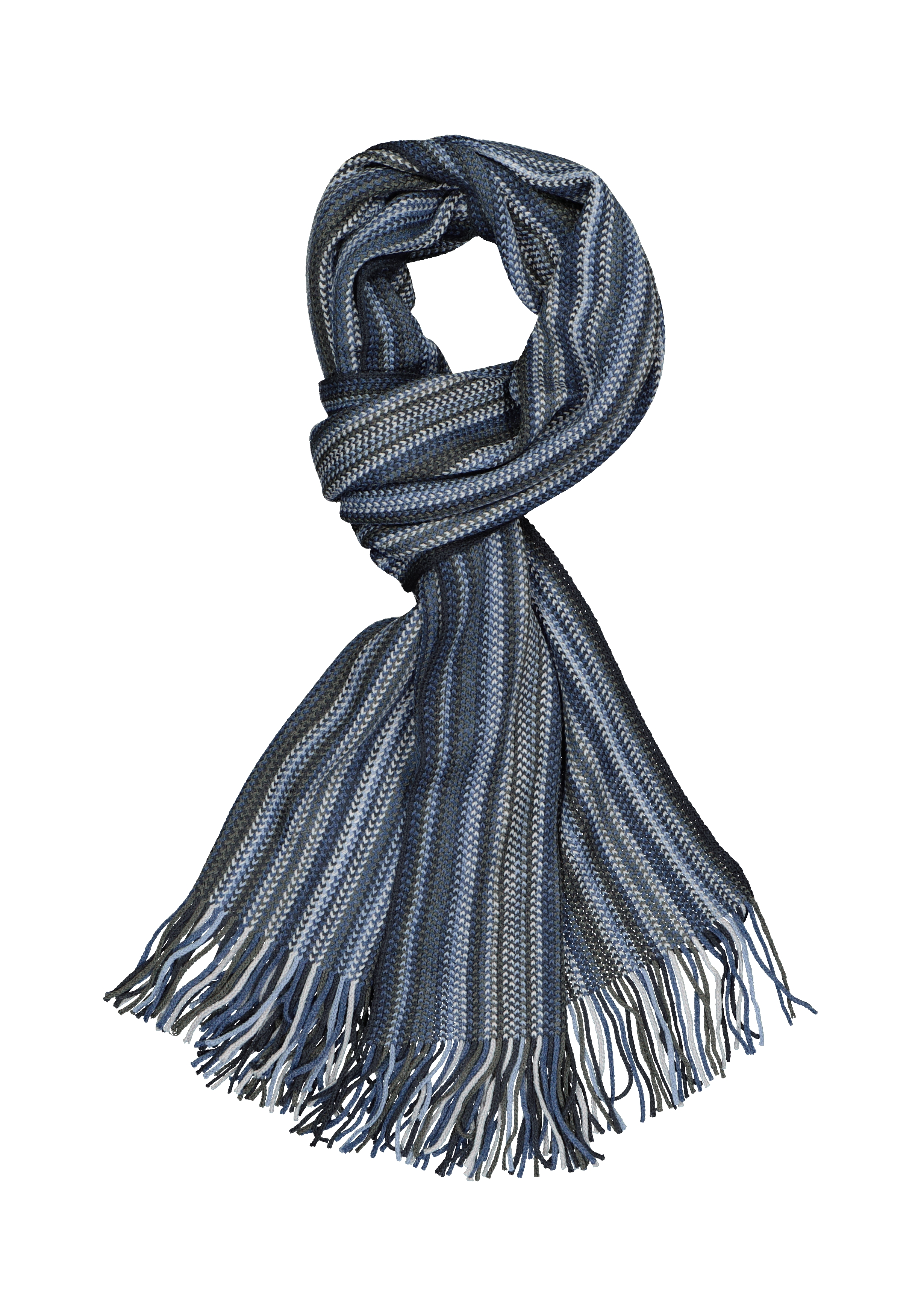 Michaelis heren sjaal, blauw met grijs gestreept