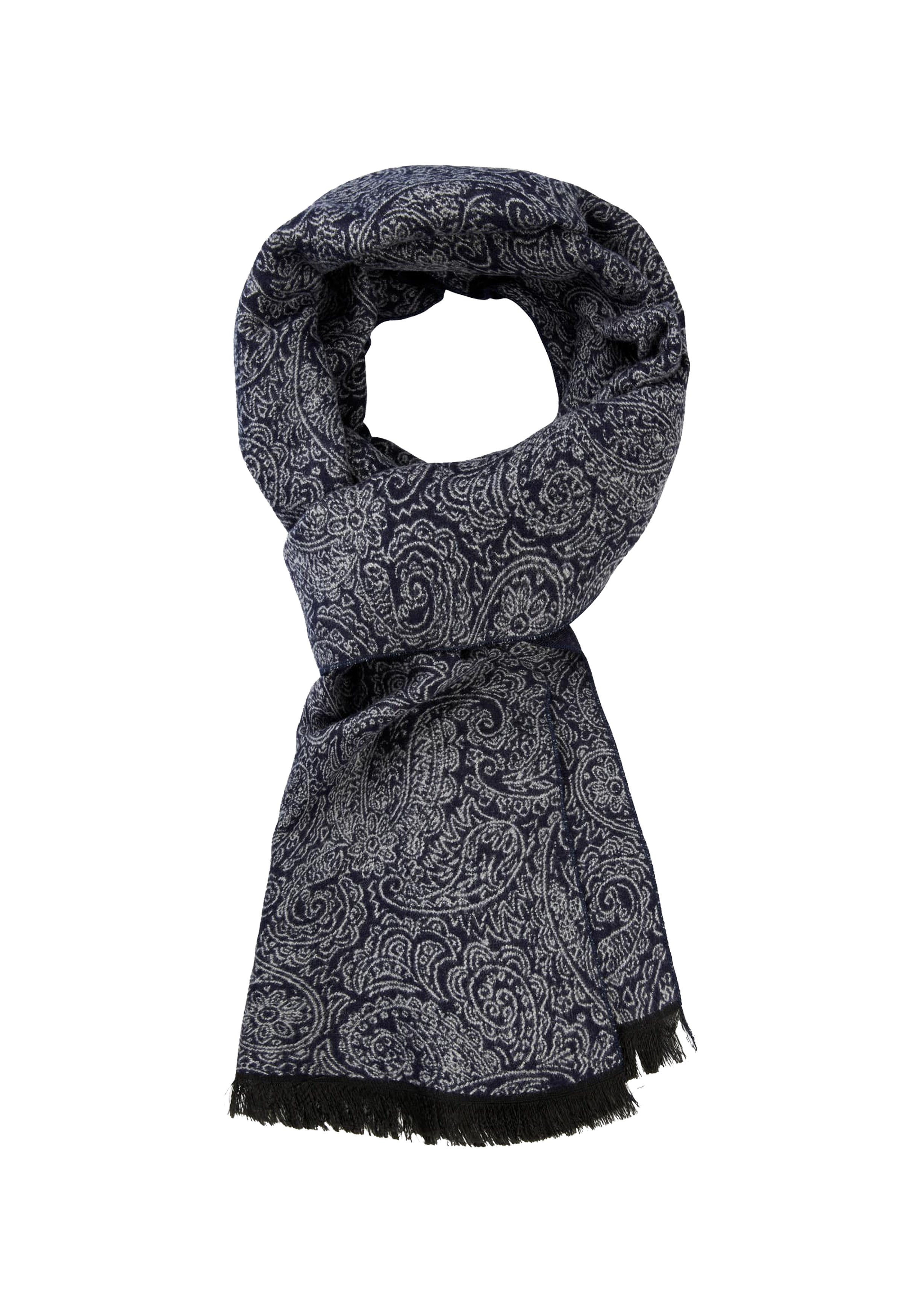 Michaelis  heren sjaal, blauw met grijs paisley dessin