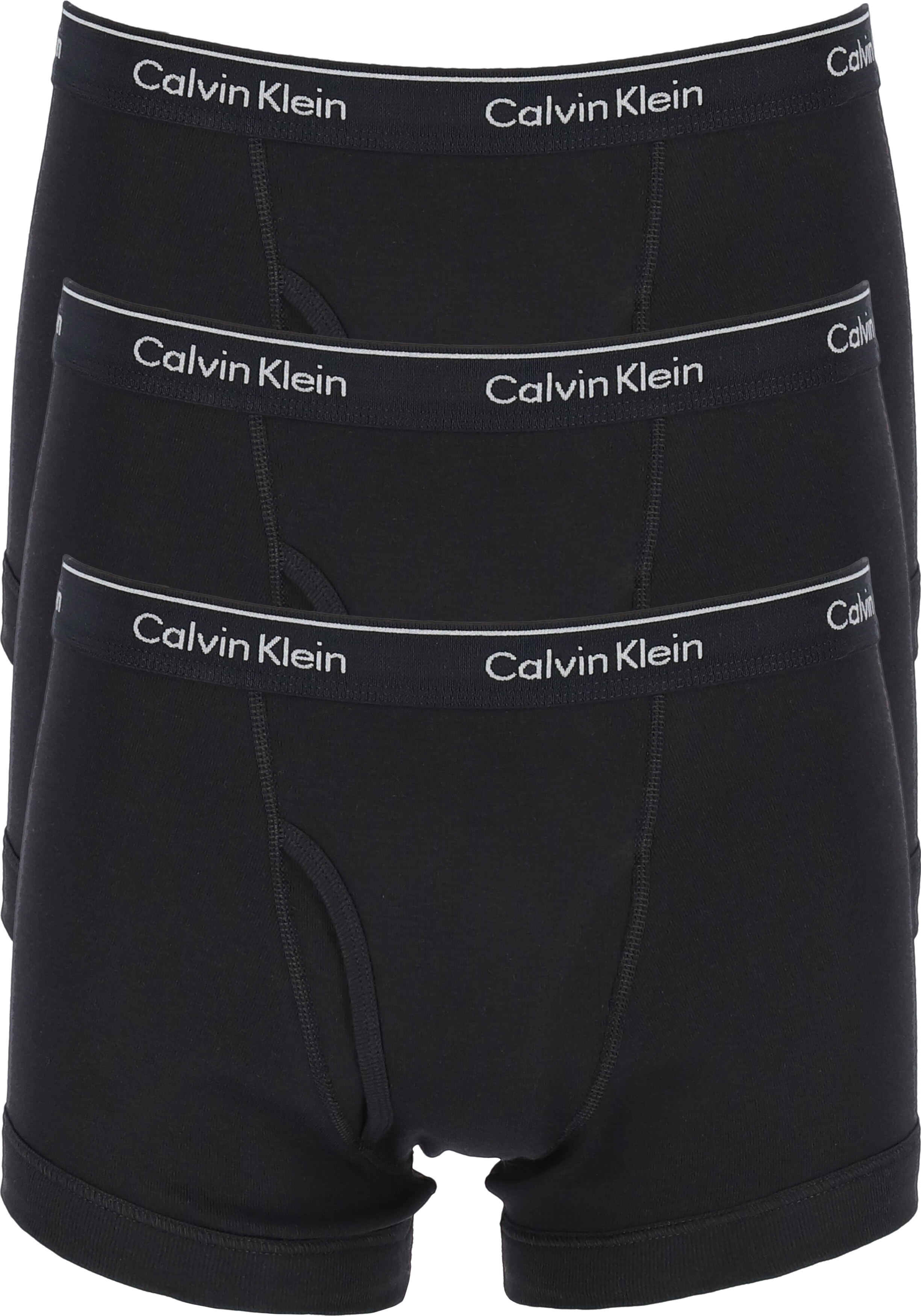 Calvin Klein trunks (3-pack), heren boxer normale lengte met gulp, zwart