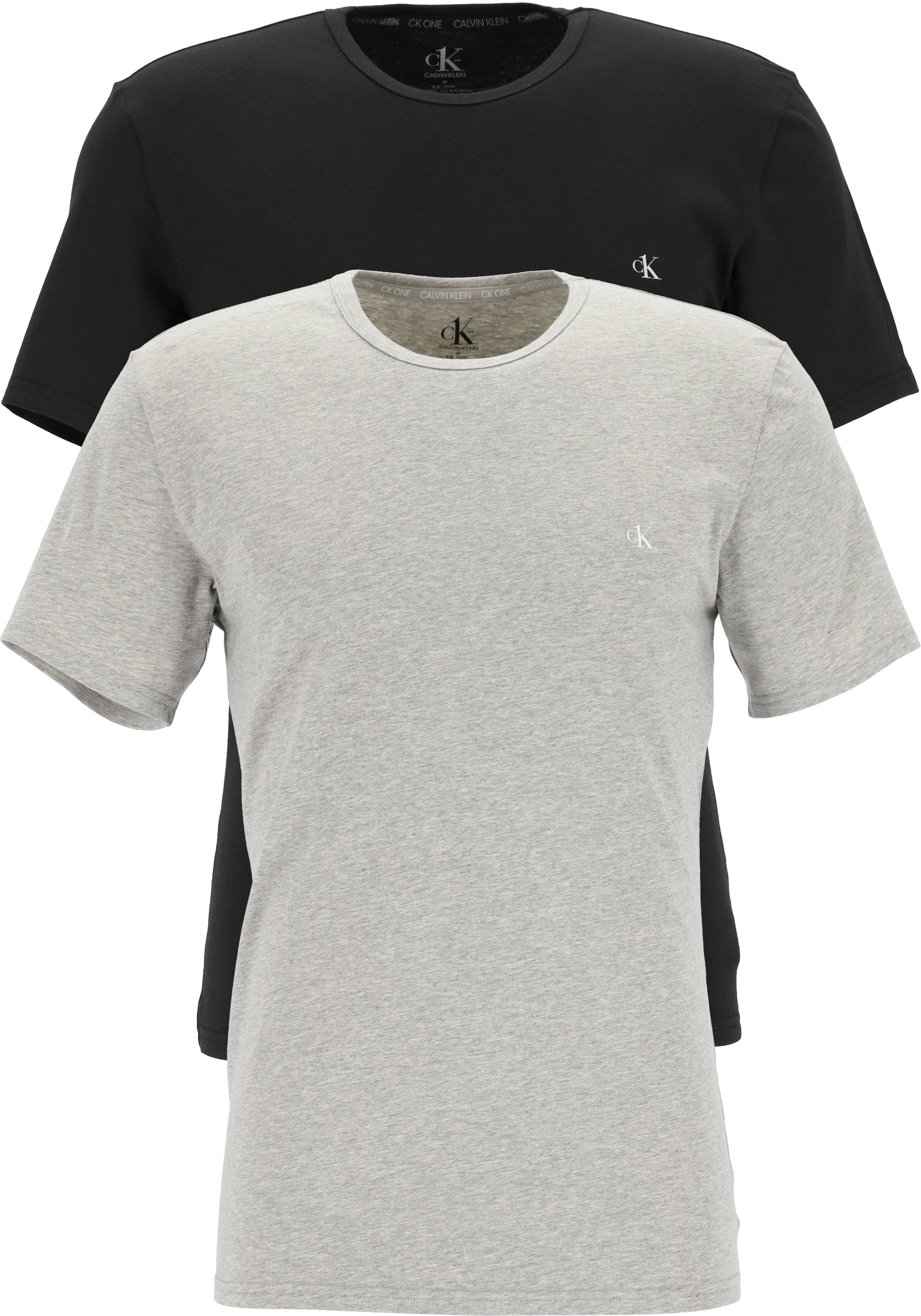 Calvin Klein CK ONE cotton crew neck T-shirts (2-pack), heren T-shirts O-hals, zwart en grijs melange