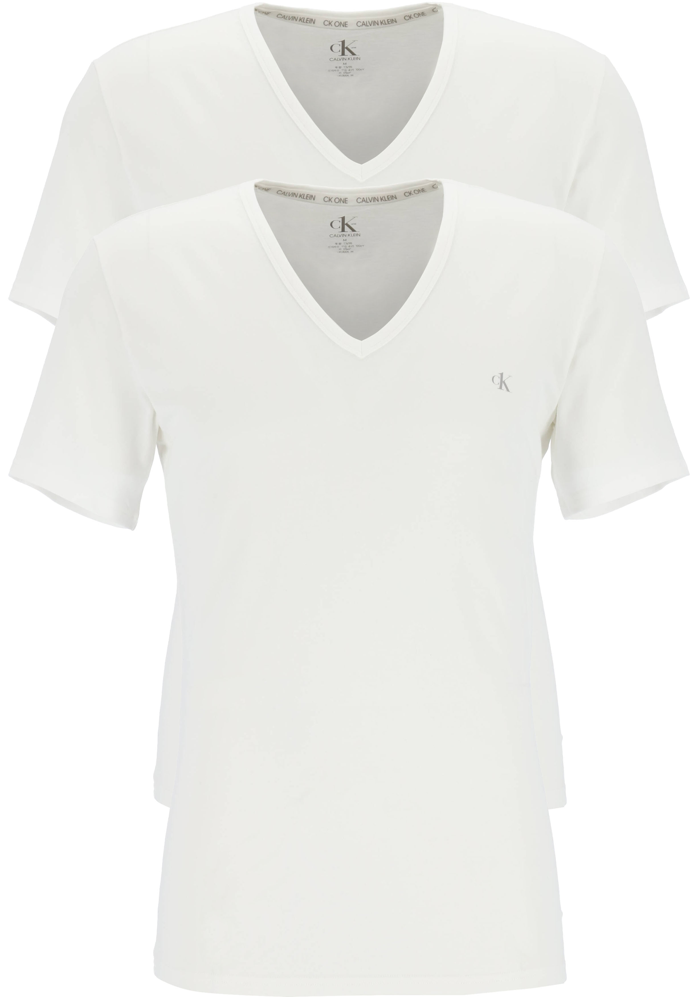 Calvin Klein CK ONE cotton V- neck T-shirts (2-pack), heren T-shirts V-hals, wit
