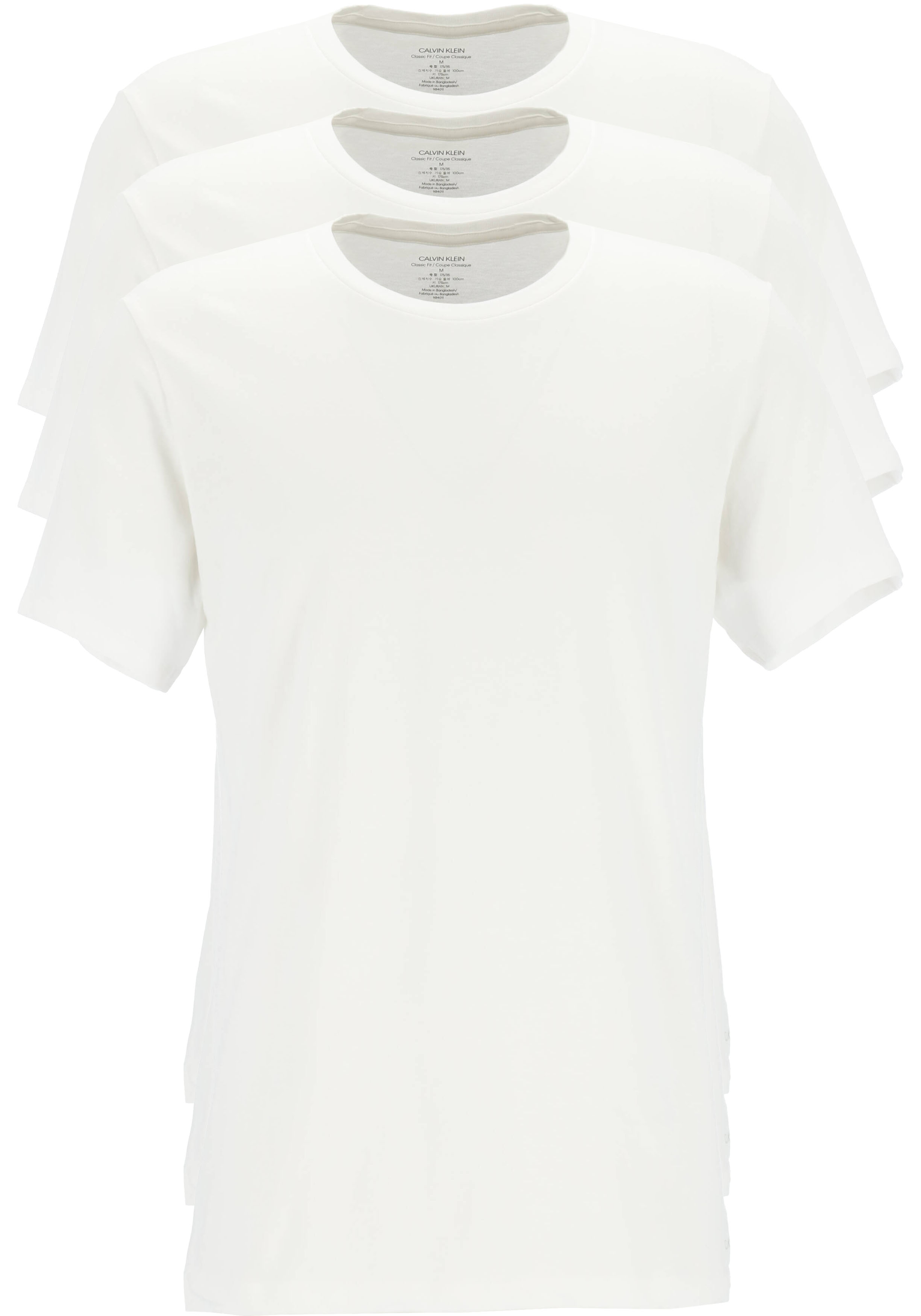 Calvin Klein Cotton Classics crew neck T-shirt (3-pack), heren T-shirts O-hals, wit