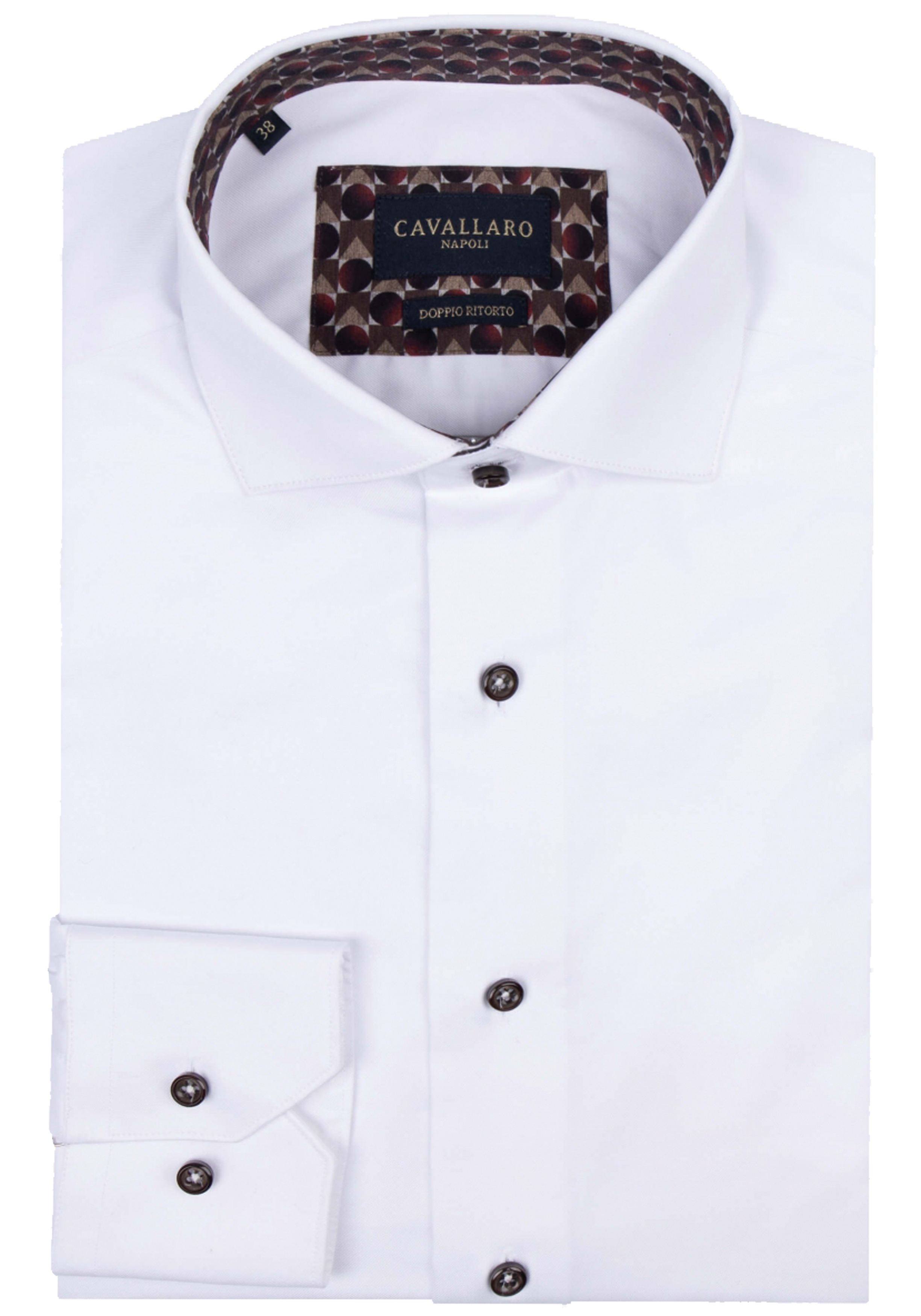 Cavallaro Napoli Faustuo slim fit overhemd, twill, wit