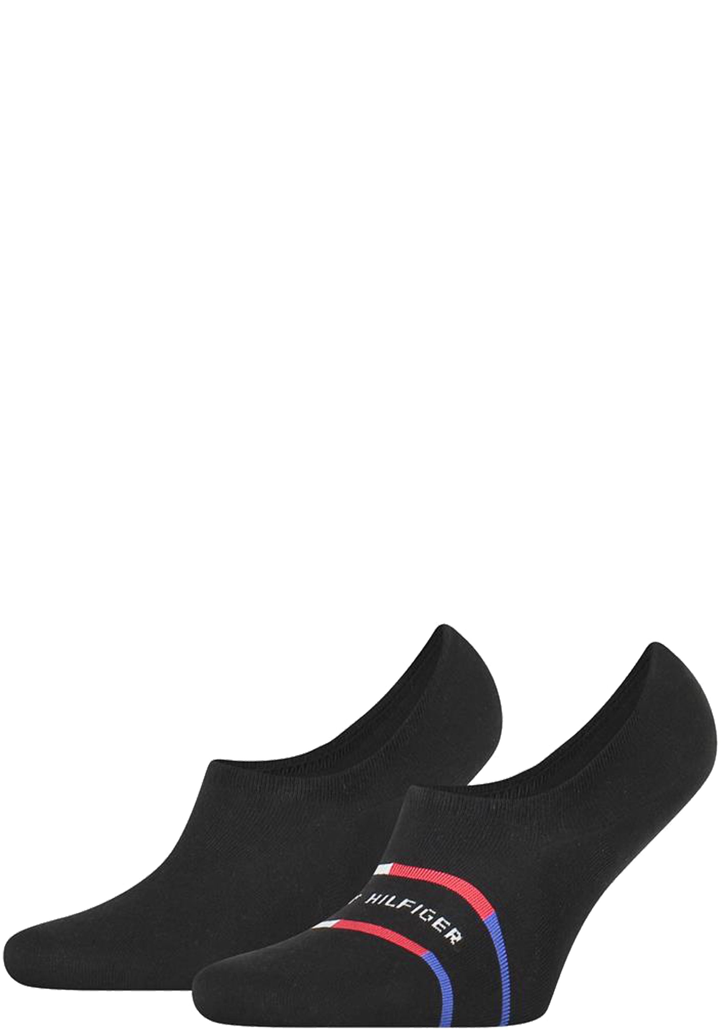Tommy Hilfiger Footie Breton Stripe (2-pack), heren onzichtbare sokken, zwart gestreept