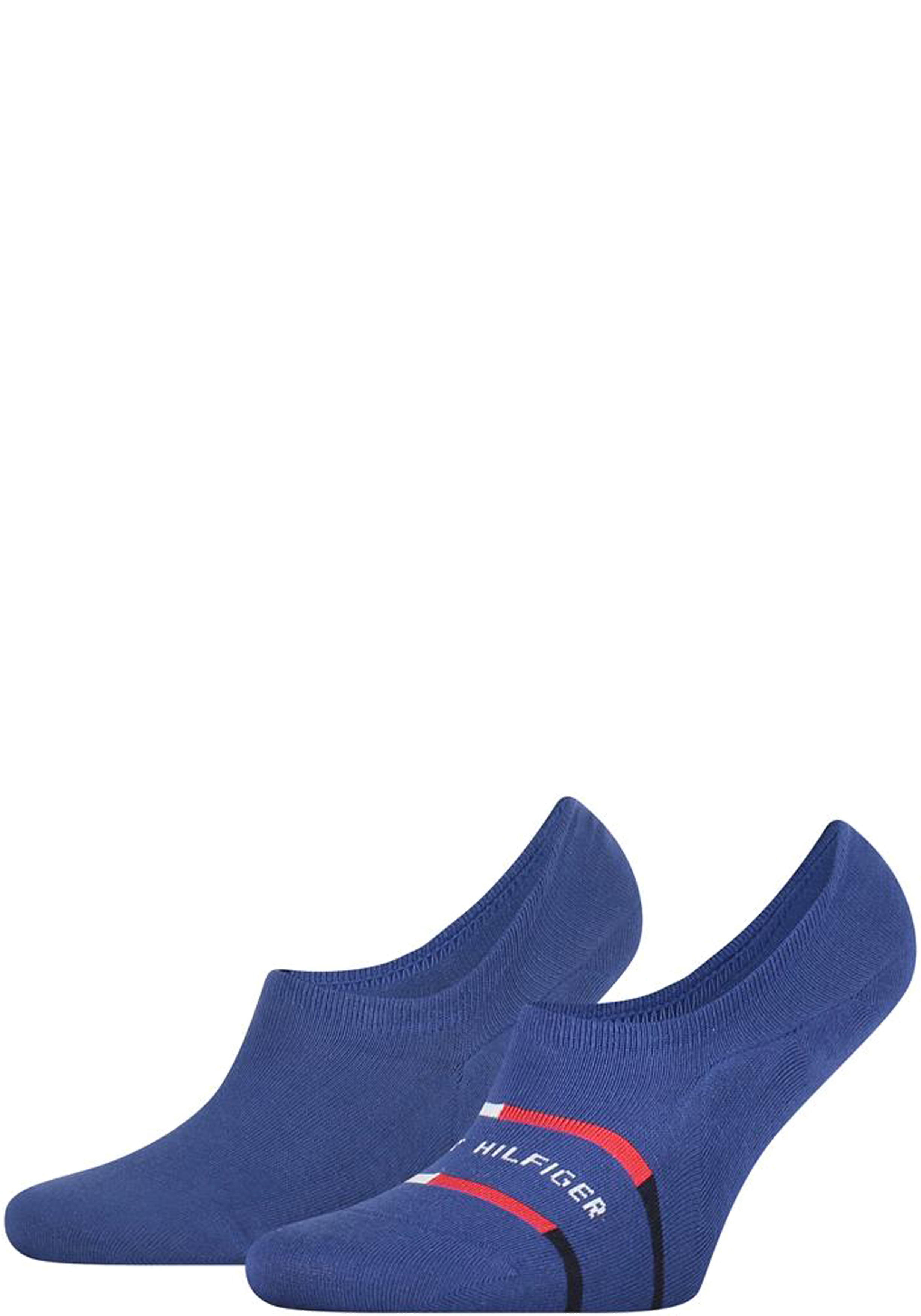 Tommy Hilfiger Footie Breton Stripe (2-pack), heren onzichtbare sokken, blauw gestreept
