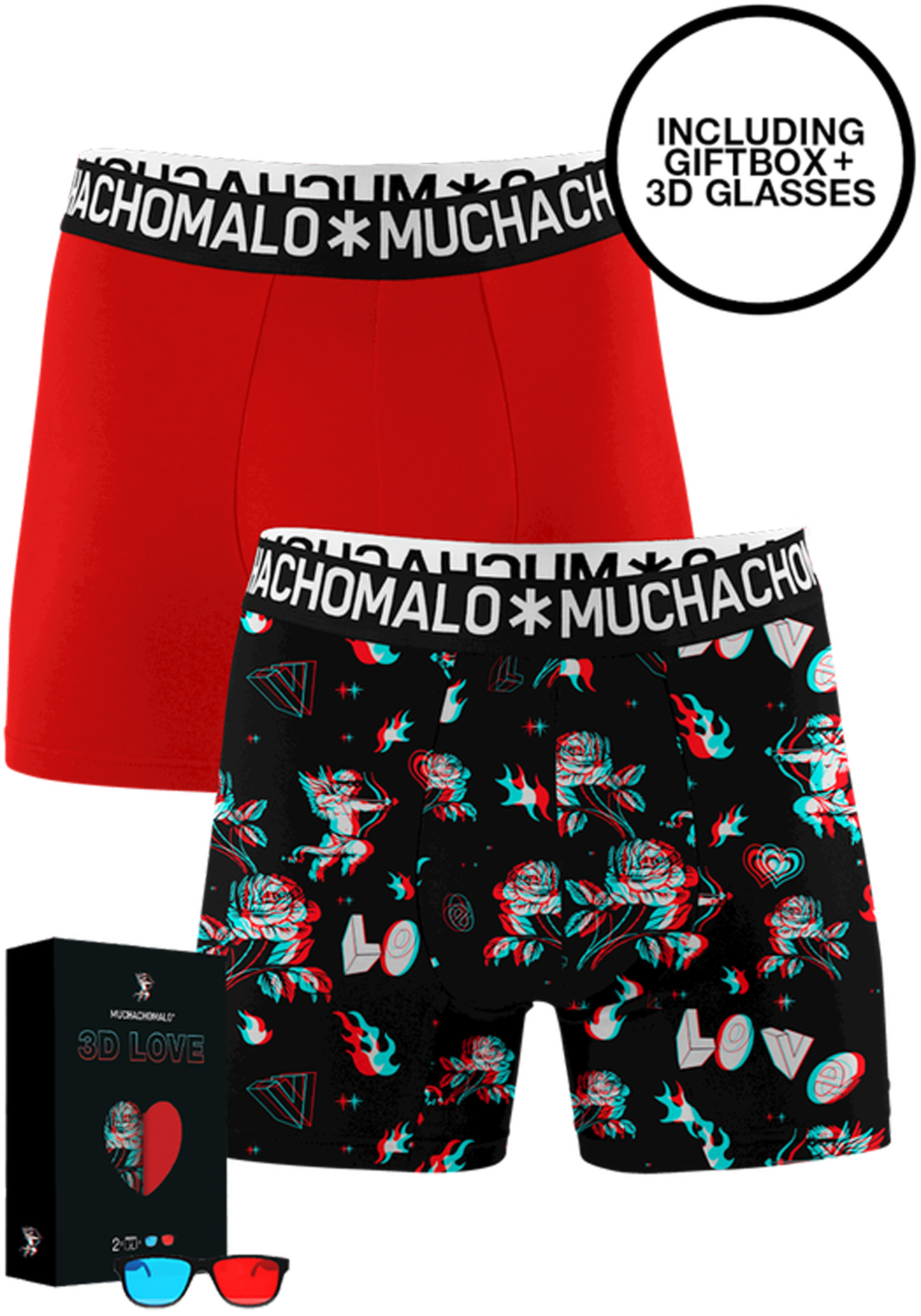 Muchachomalo boxershorts, heren boxers normale lengte (2-pack), 3d Print