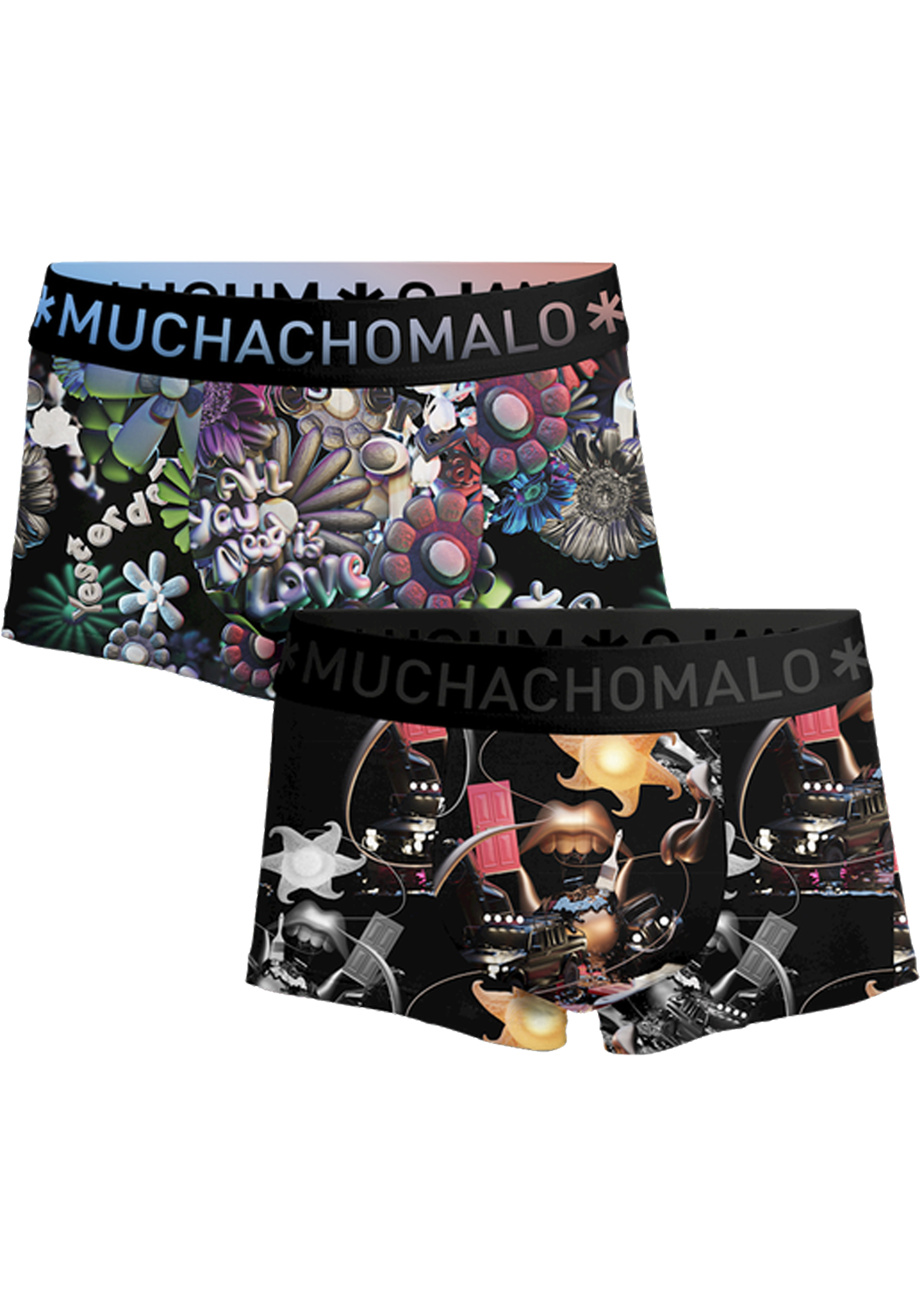 Muchachomalo boxershorts, heren boxers kort (2-pack), Rolling Stones Beatles