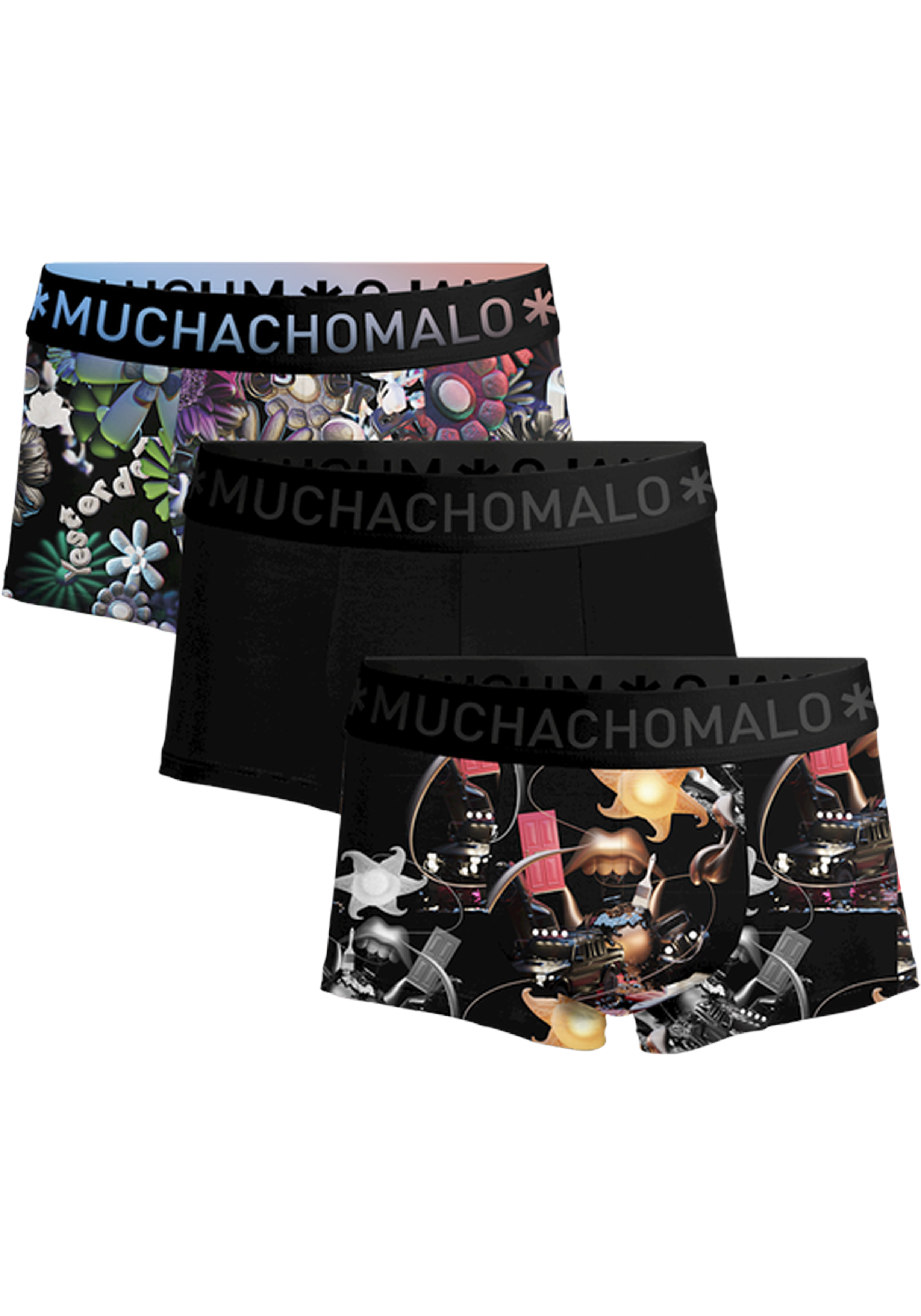 Muchachomalo boxershorts, heren boxers kort (3-pack), Rolling Stones Beatles
