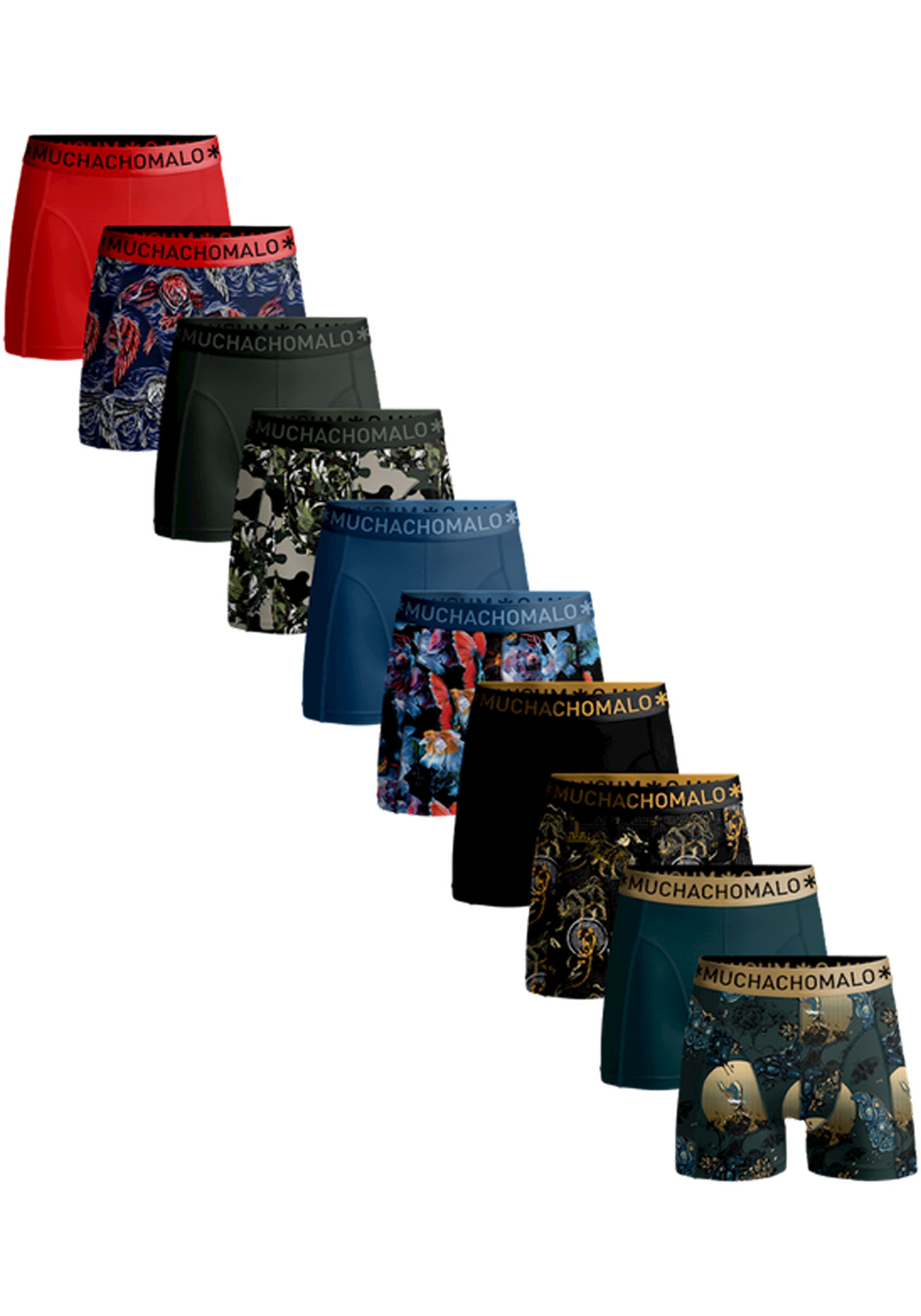 Muchachomalo boxershorts, heren boxers normale lengte (10-pack), Print/solid