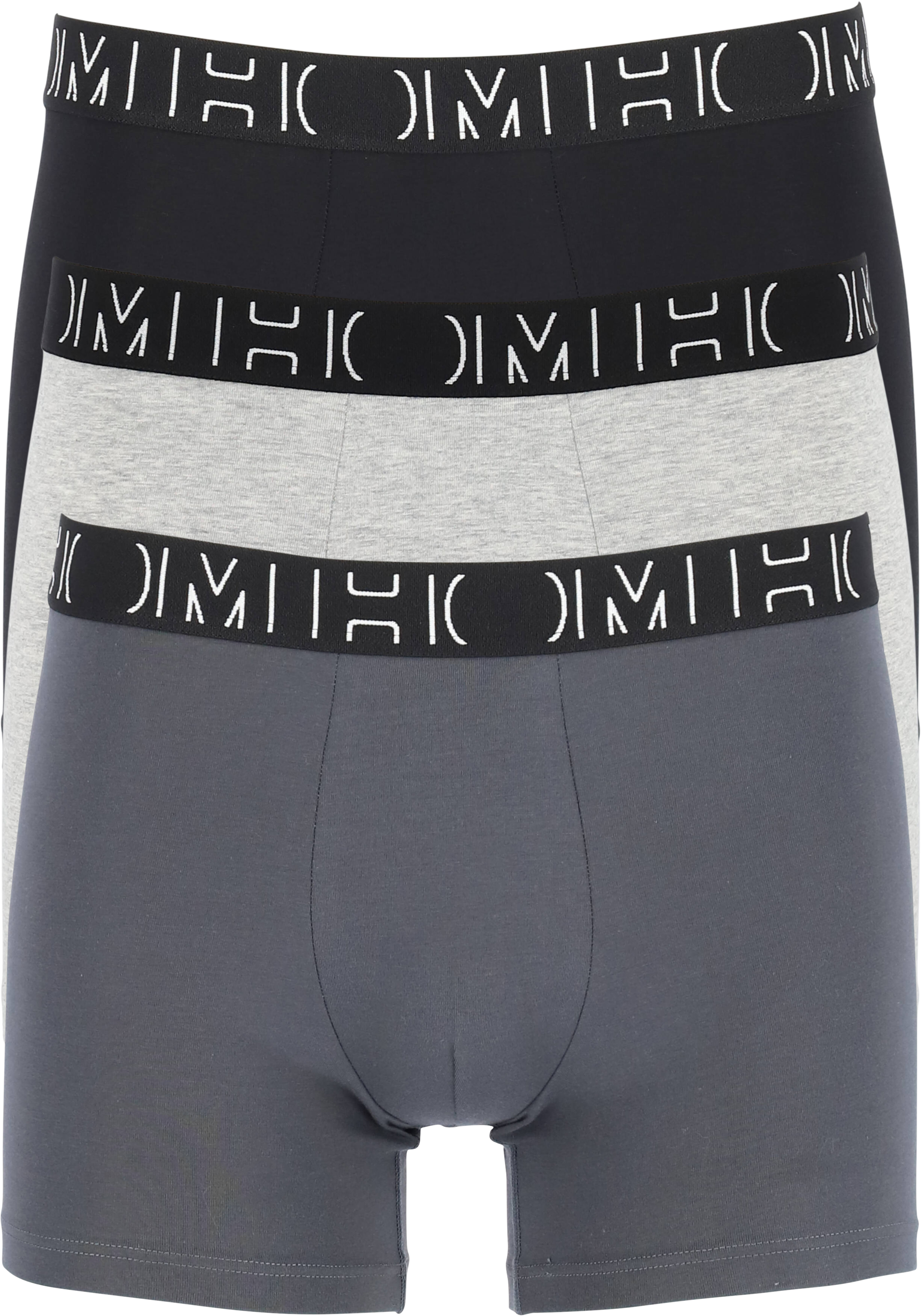 HOM Patrick #2 long boxer briefs (3-pack), heren boxers normale lengte, zwart, grijs, grijs