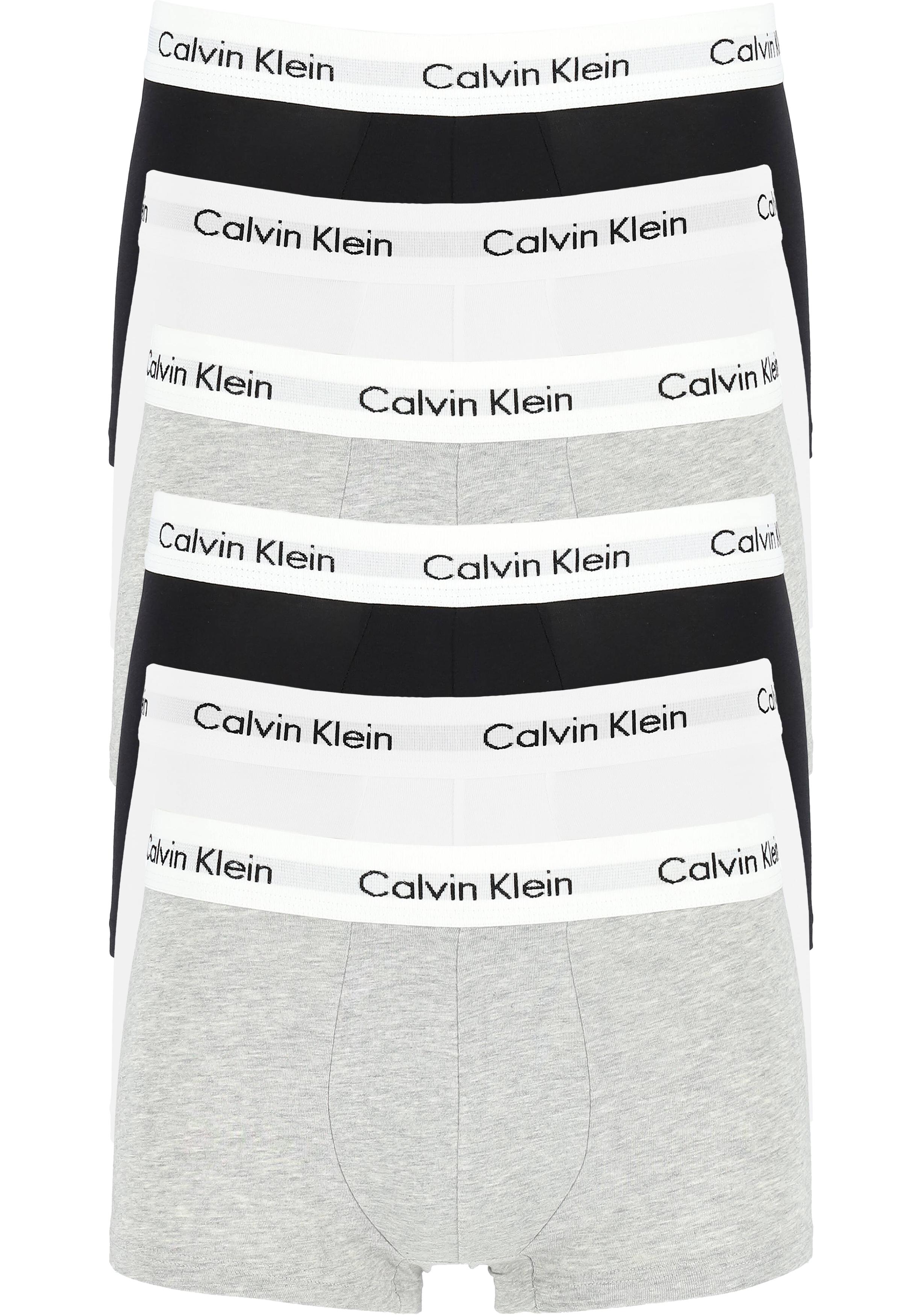 Actie 6-pack: Calvin Klein low rise trunks, lage heren boxers kort, zwart - grijs en wit