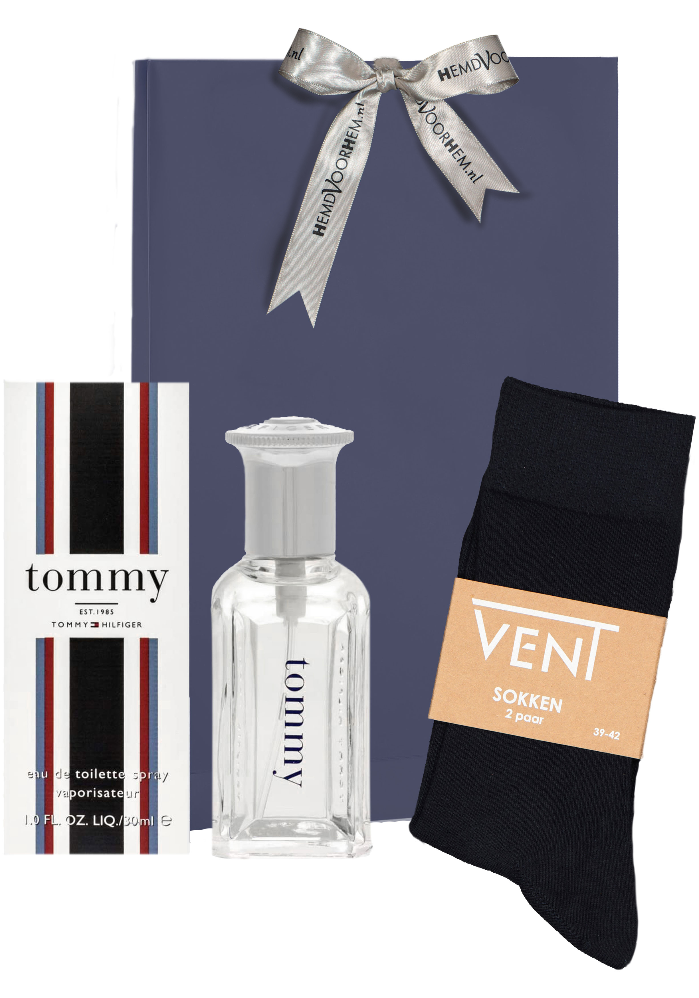 Heren cadeaubox: Tommy Hilfiger TOMMY eau de toilette met blauwe VENT sokken (2-pack)