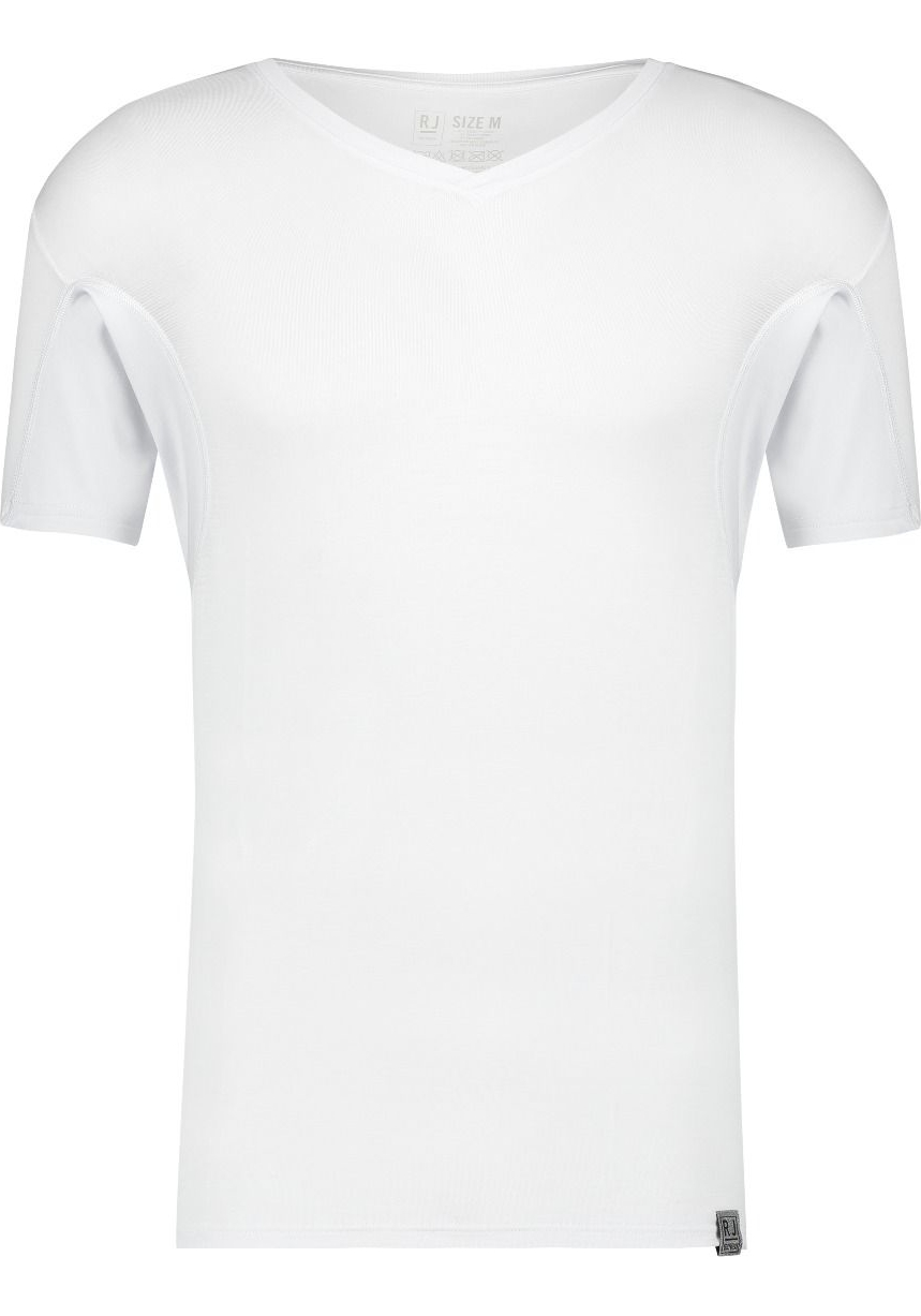 RJ Bodywear Sweatproof T-shirt (1-pack), heren T-shirt met anti-zweet oksels, V-hals, wit