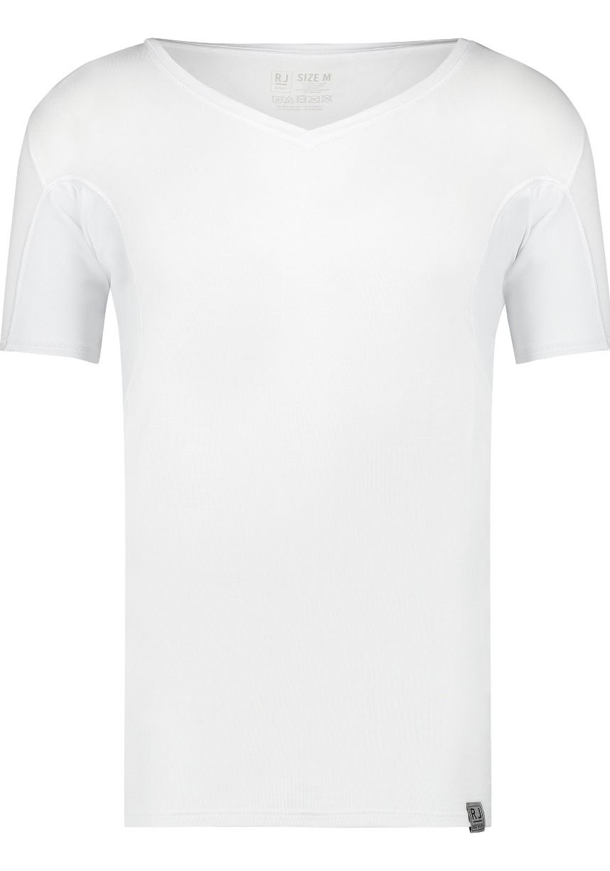 RJ Bodywear Sweatproof T-shirt (1-pack), heren T-shirt met anti-zweet oksels, diepe V-hals, wit
