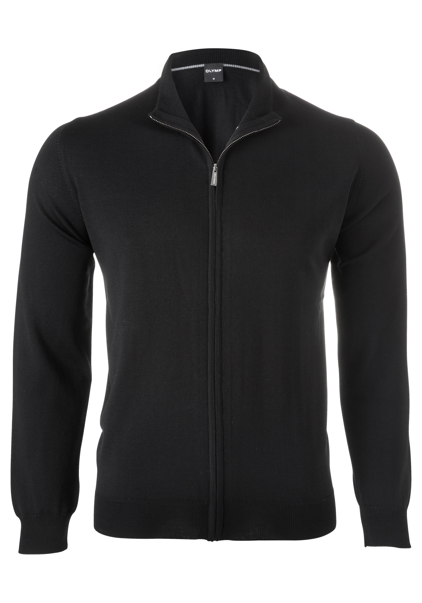 OLYMP modern fit vest wol, zwart met rits