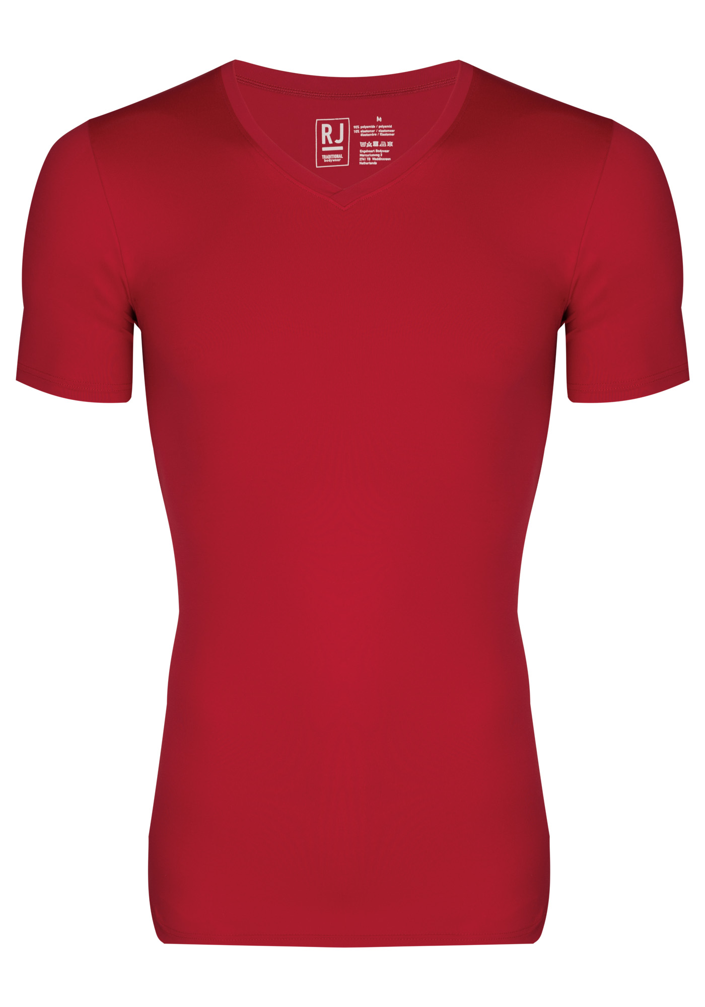 RJ Bodywear Pure Color T-shirt V-hals, donkerrood (micro)   