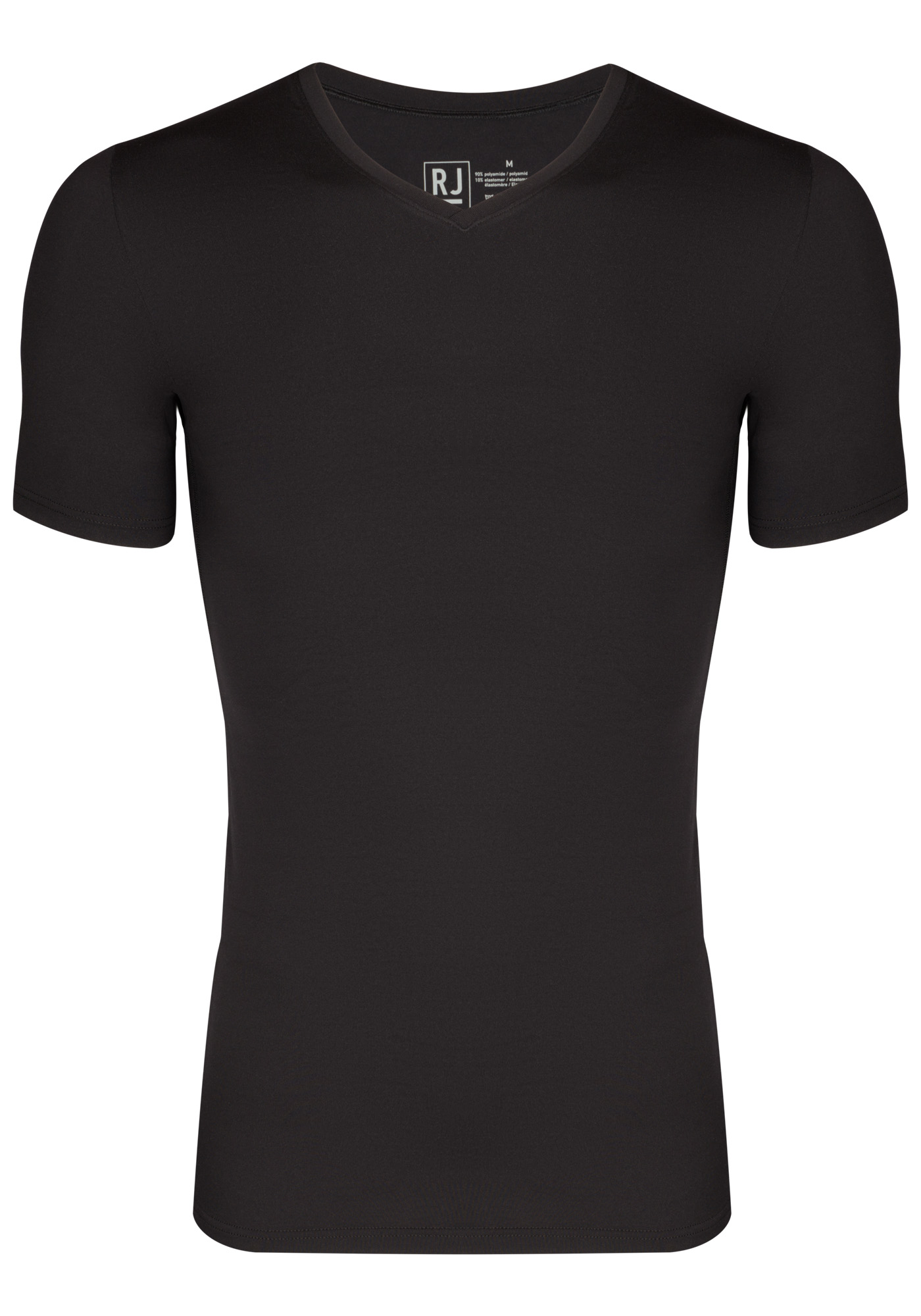 RJ Bodywear Pure Color T-shirt V-hals, zwart microfiber