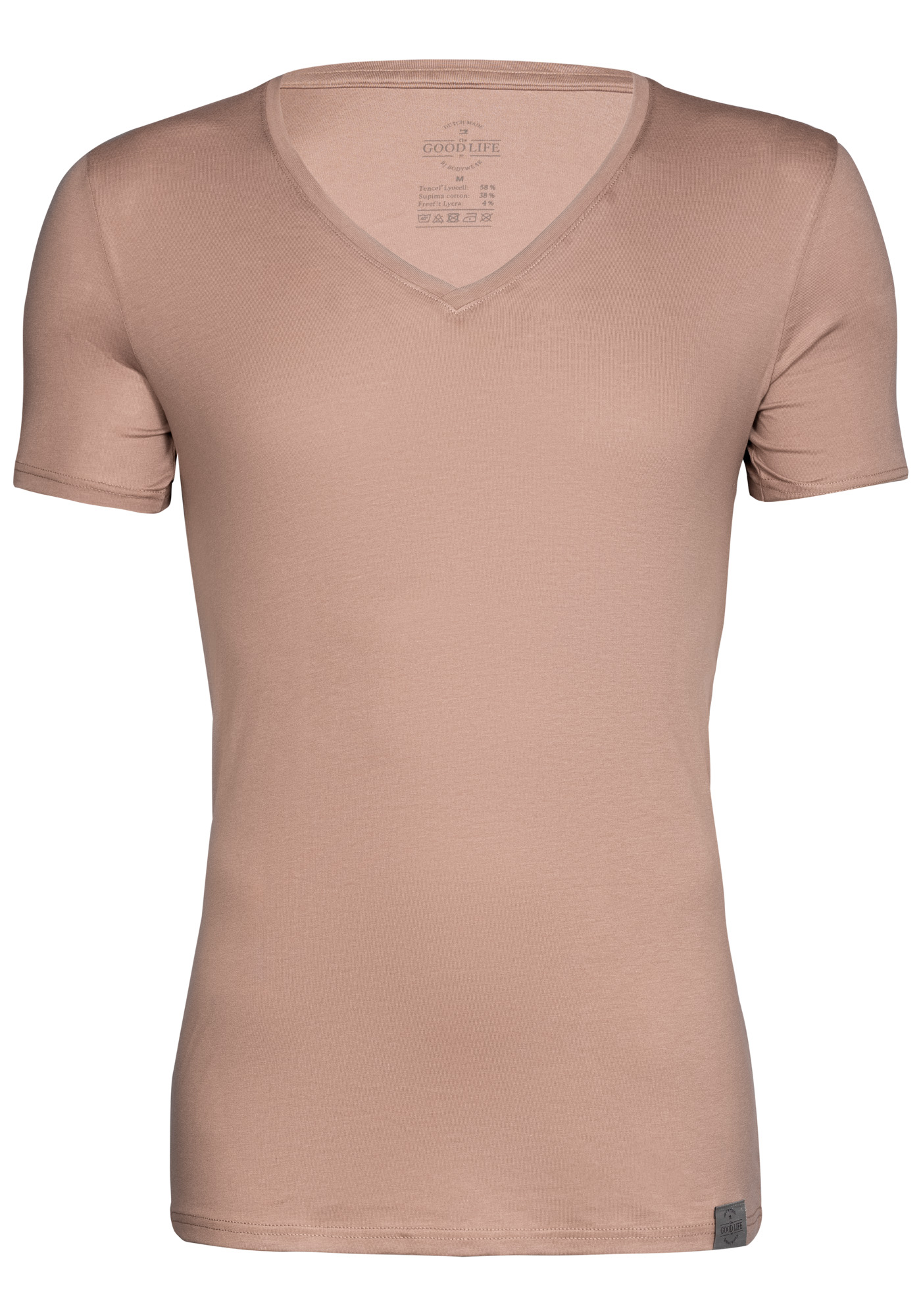 RJ Bodywear The Good Life T-shirts (2-pack), slim fit heren T-shirts diepe V-hals, huidskleur
