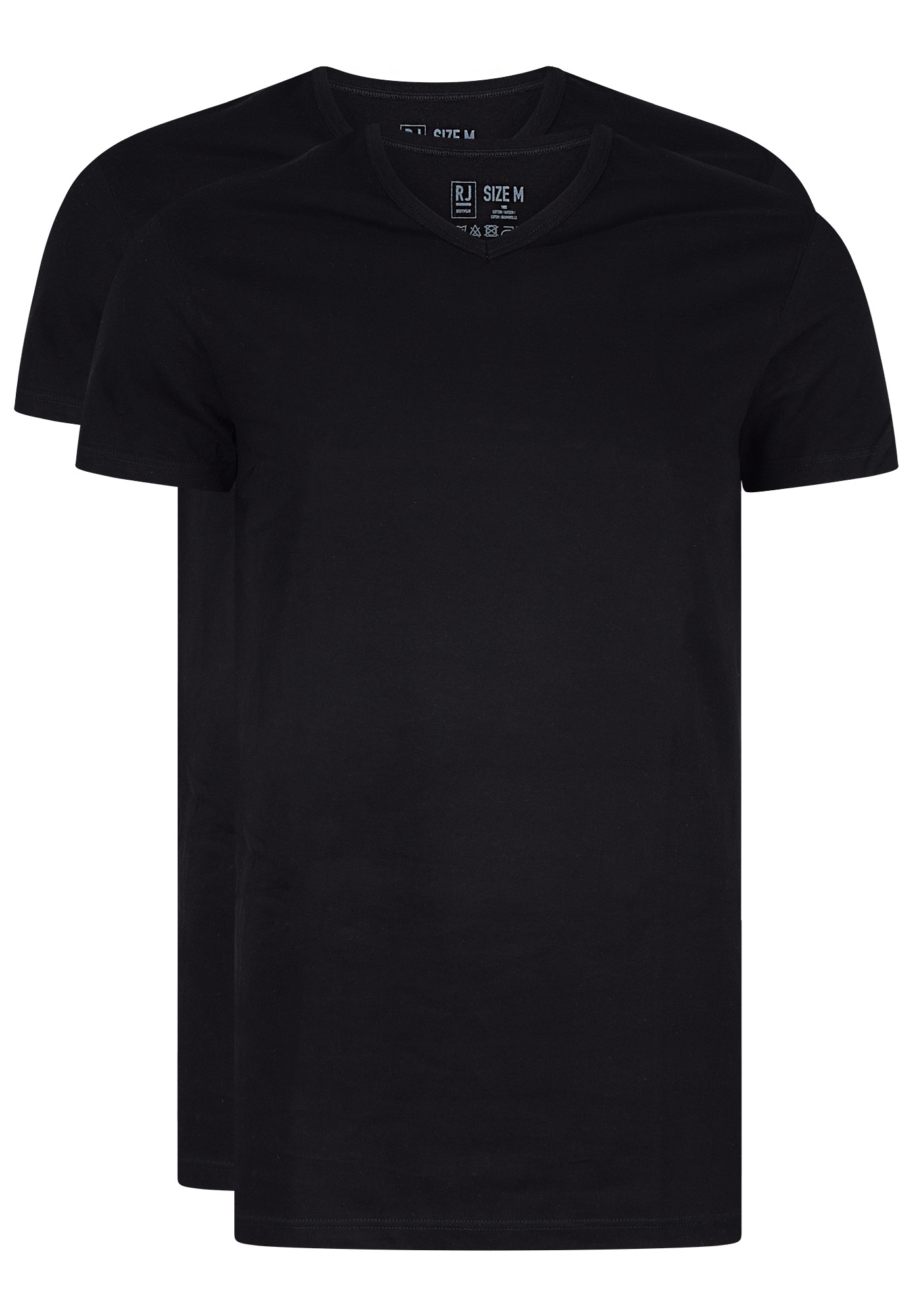 RJ Bodywear Everyday Gouda T-shirts (2-pack), heren T-shirts V-hals smal, zwart