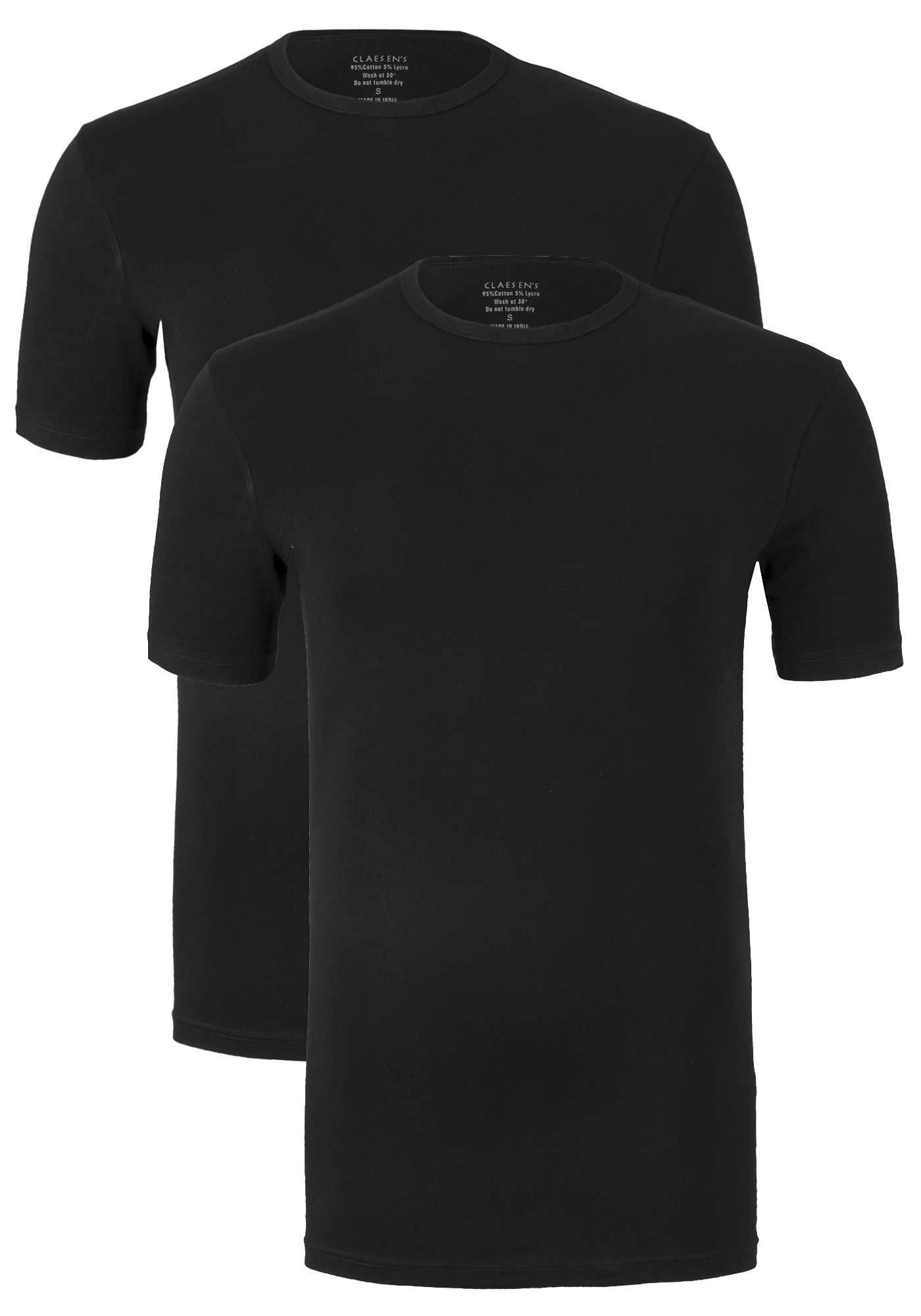 Claesen's Basics T-shirts (2-pack), heren T-shirts O-hals, zwart